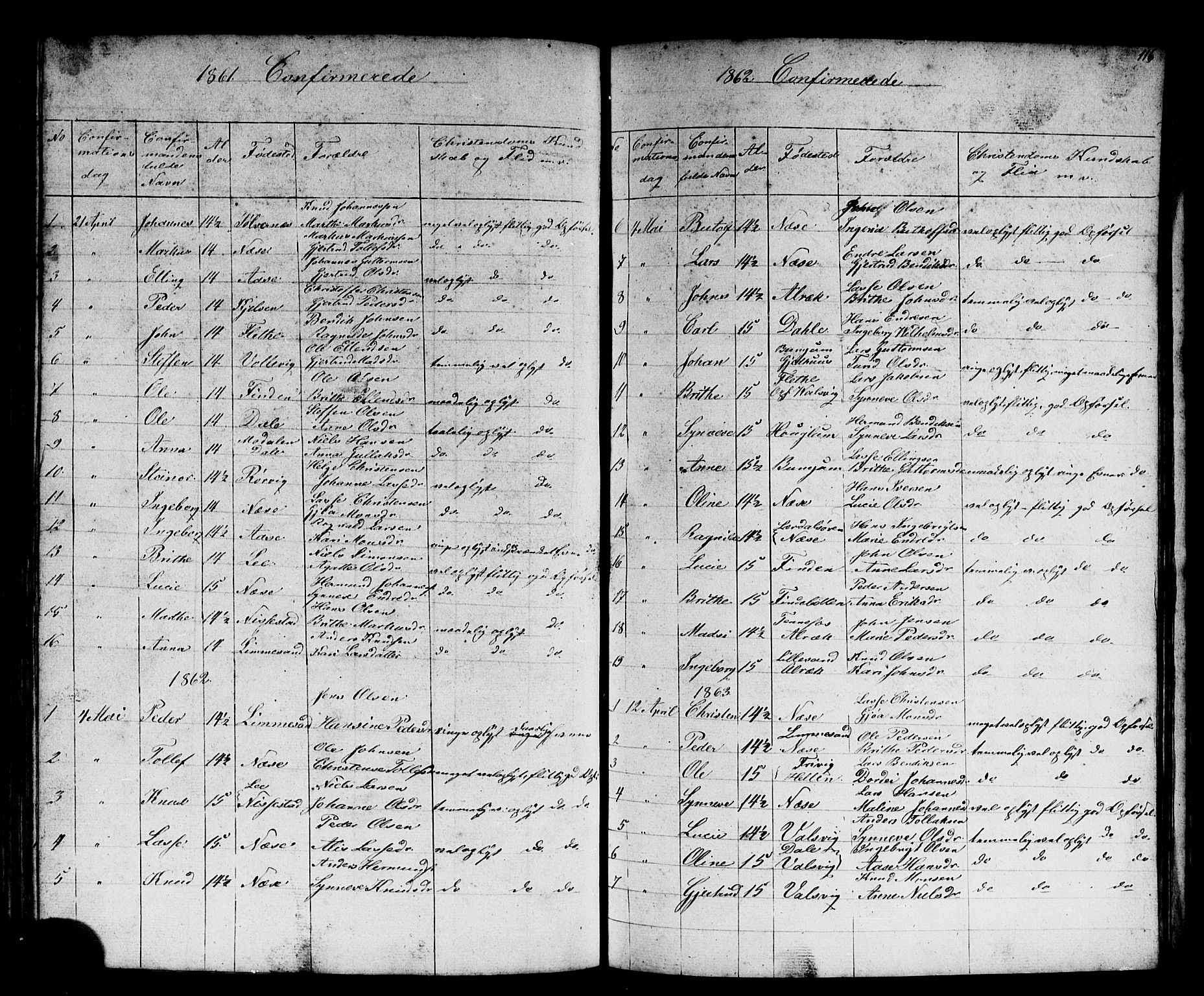 Vik sokneprestembete, AV/SAB-A-81501/H/Hab/Habb/L0001: Parish register (copy) no. B 1, 1847-1877, p. 116