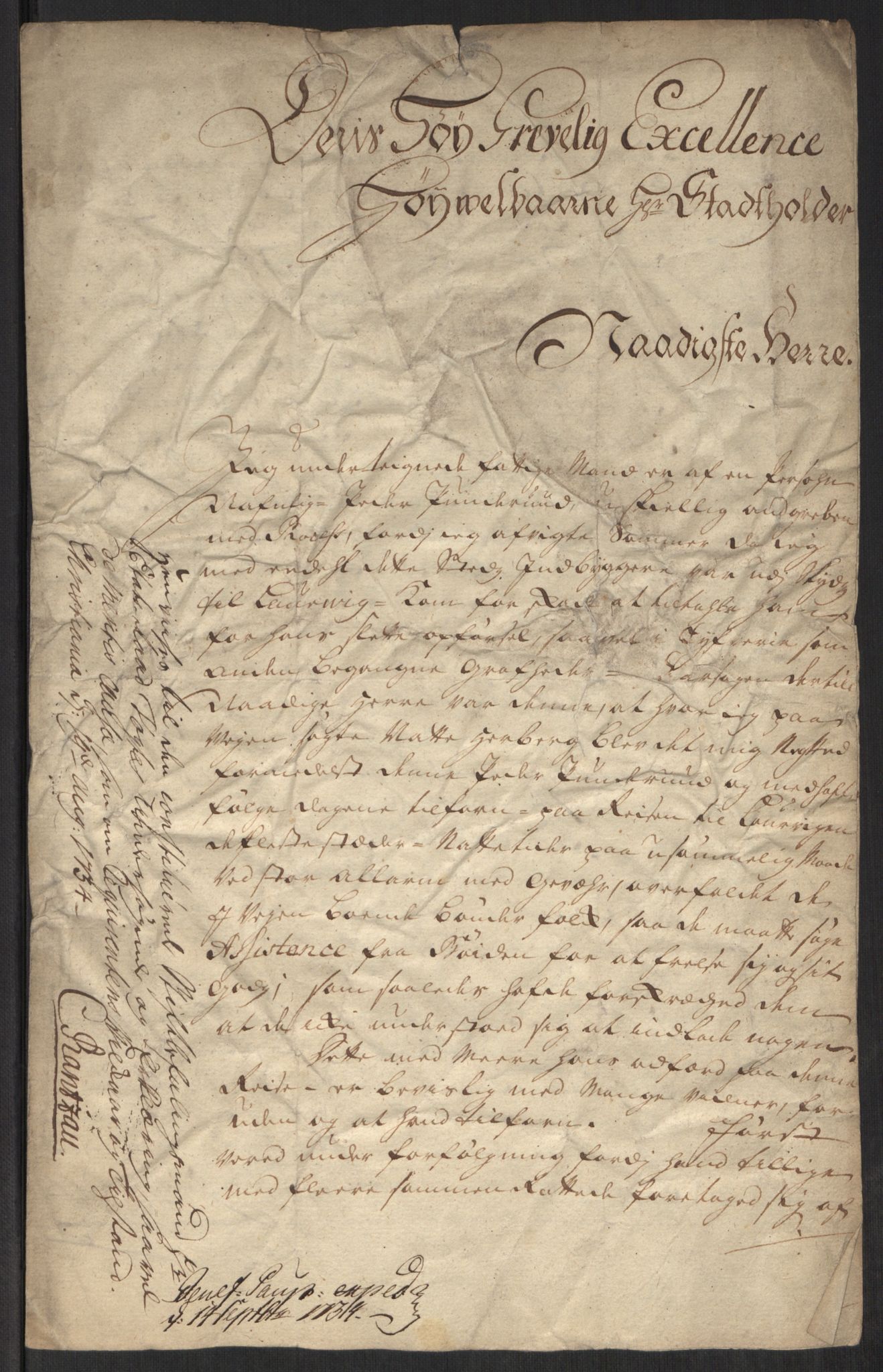 Stattholderembetet 1572-1771, AV/RA-EA-2870/Ef/L0107: Brev fra embetsmenn og andre, 1733-1734, p. 331