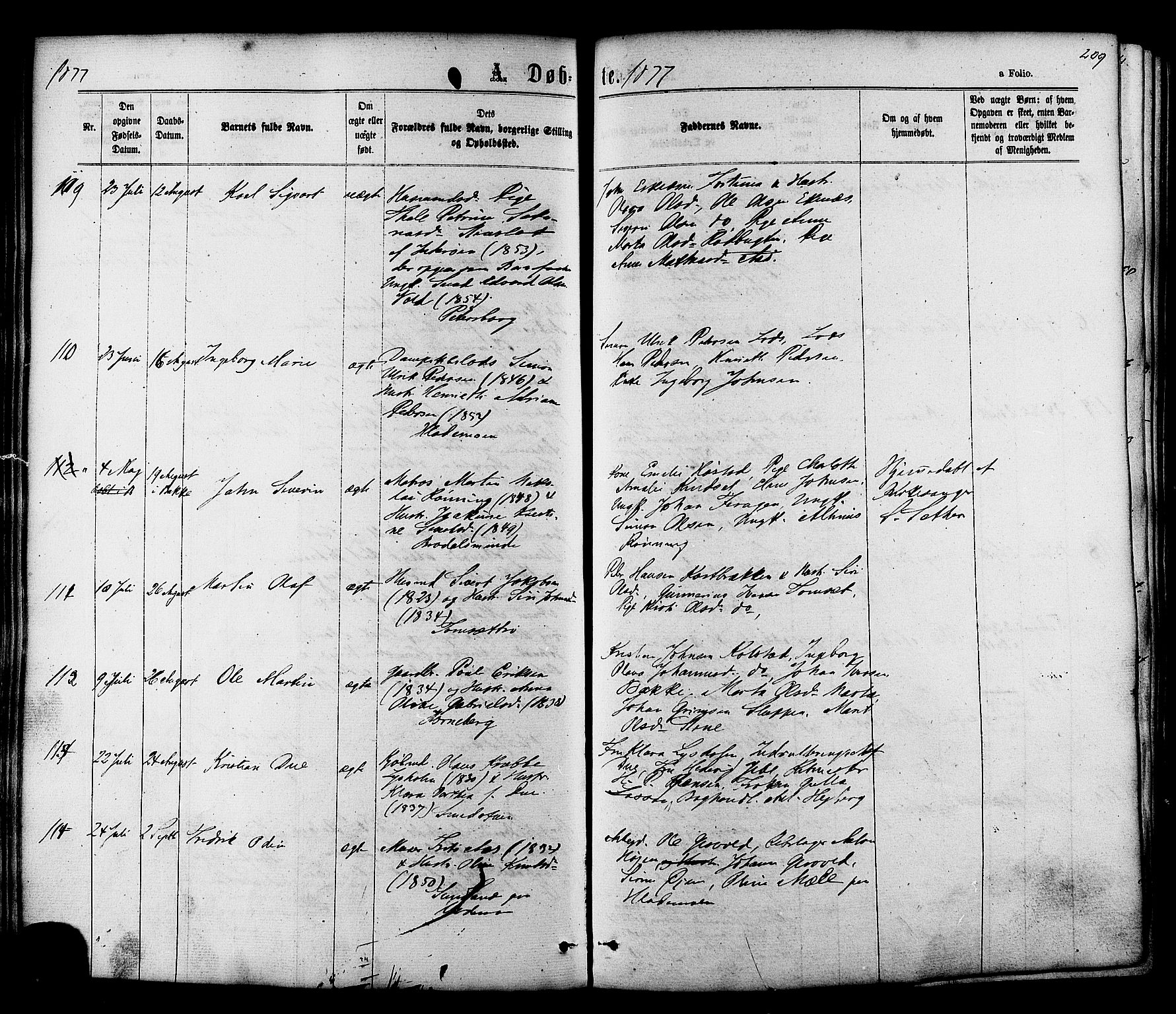 Ministerialprotokoller, klokkerbøker og fødselsregistre - Sør-Trøndelag, AV/SAT-A-1456/606/L0293: Parish register (official) no. 606A08, 1866-1877, p. 209