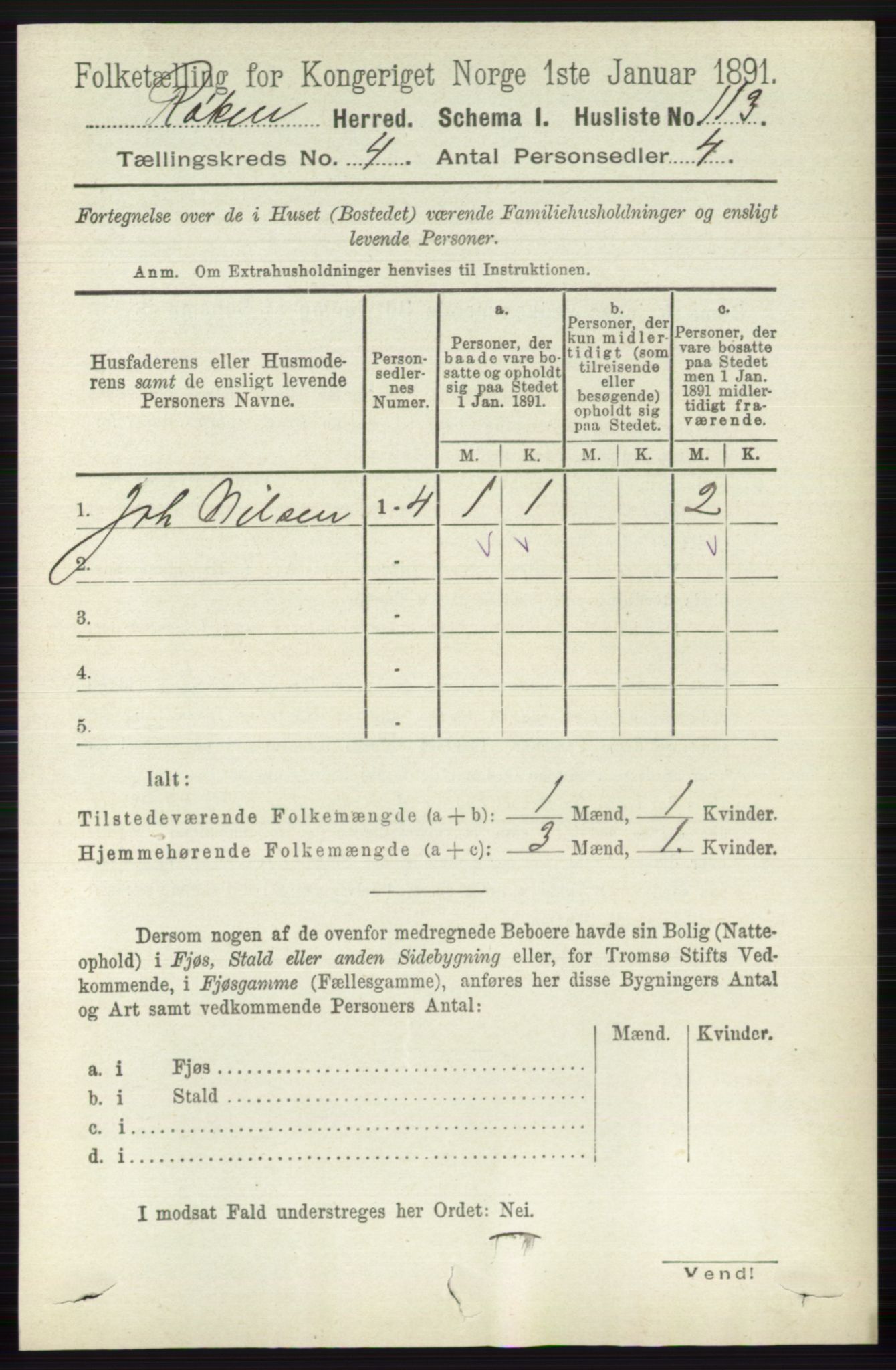 RA, 1891 census for 0627 Røyken, 1891, p. 1847