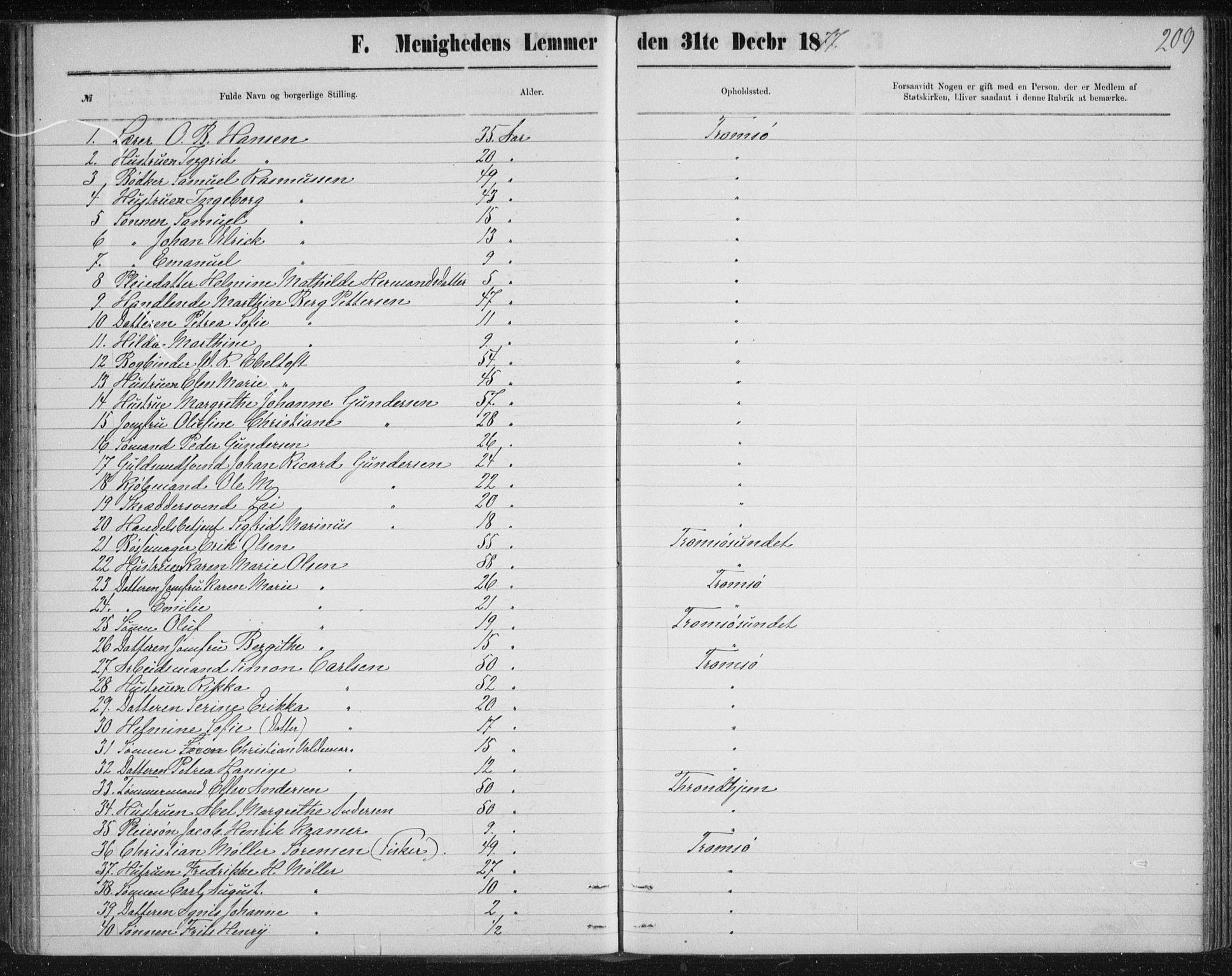 Uten arkivreferanse, SATØ/-: Dissenter register no. DP 3, 1871-1893, p. 209