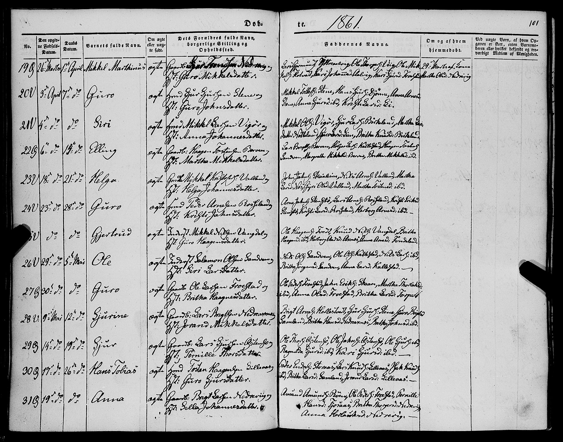 Kvam sokneprestembete, AV/SAB-A-76201/H/Haa: Parish register (official) no. A 8, 1844-1863, p. 101