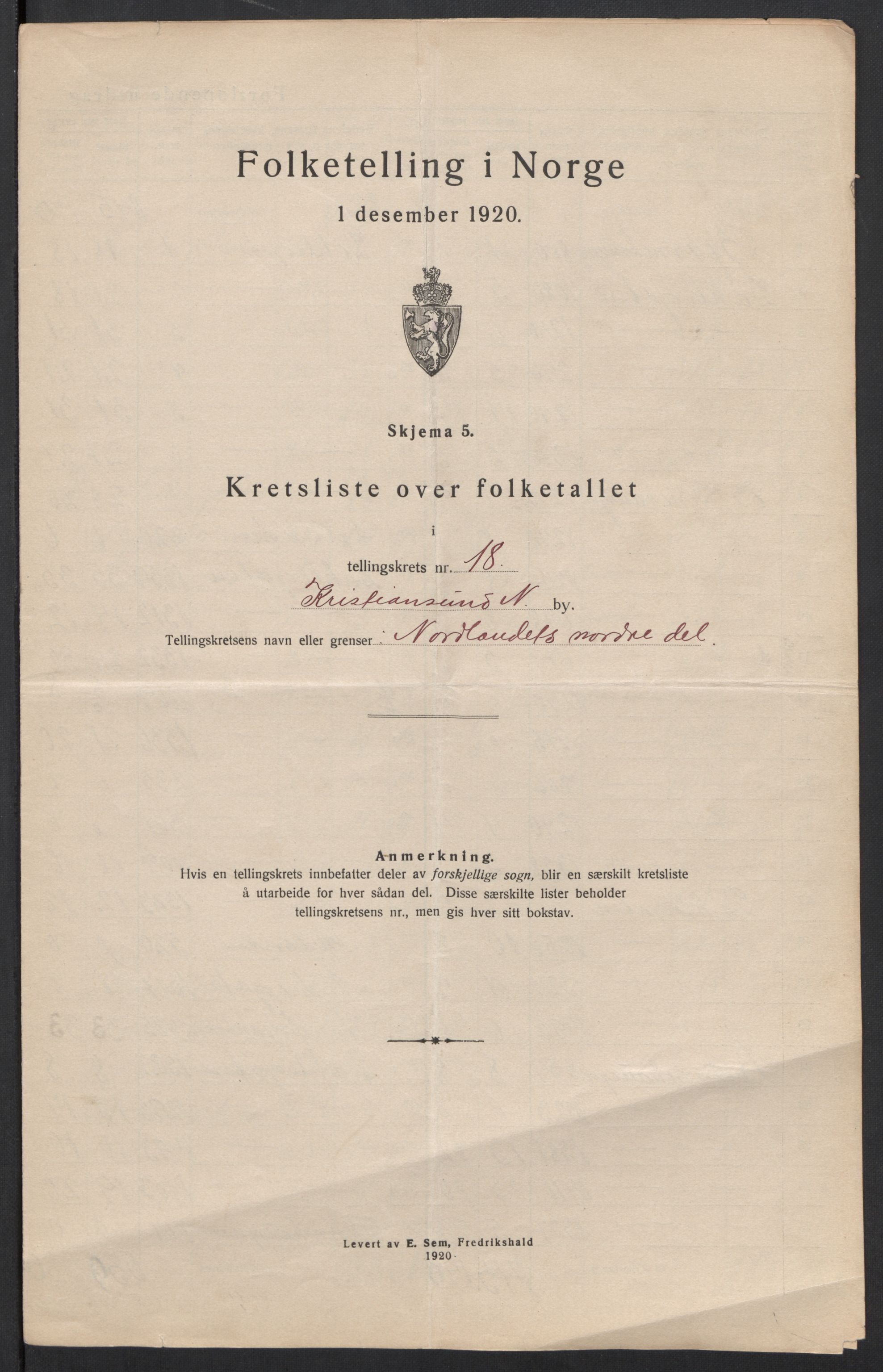 SAT, 1920 census for Kristiansund, 1920, p. 60
