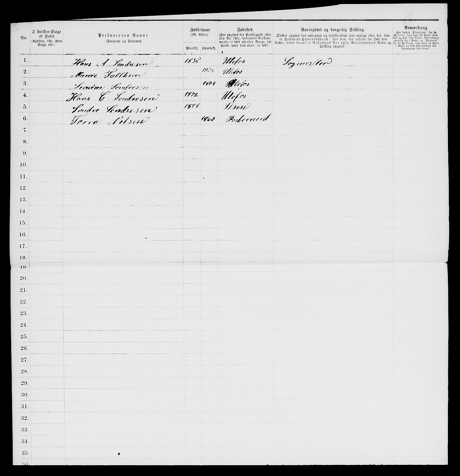 SAKO, 1885 census for 0806 Skien, 1885, p. 1534