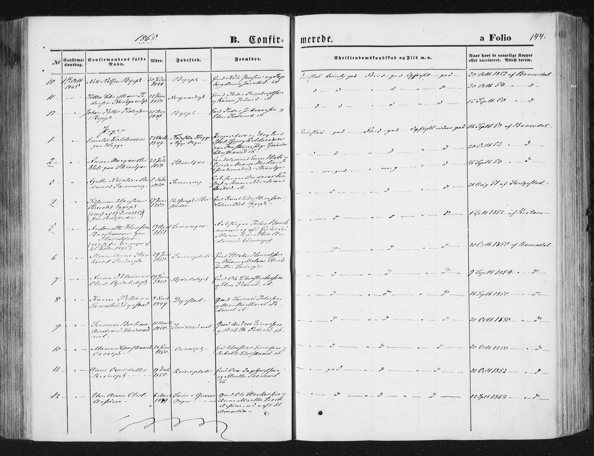Ministerialprotokoller, klokkerbøker og fødselsregistre - Nord-Trøndelag, SAT/A-1458/746/L0447: Parish register (official) no. 746A06, 1860-1877, p. 144