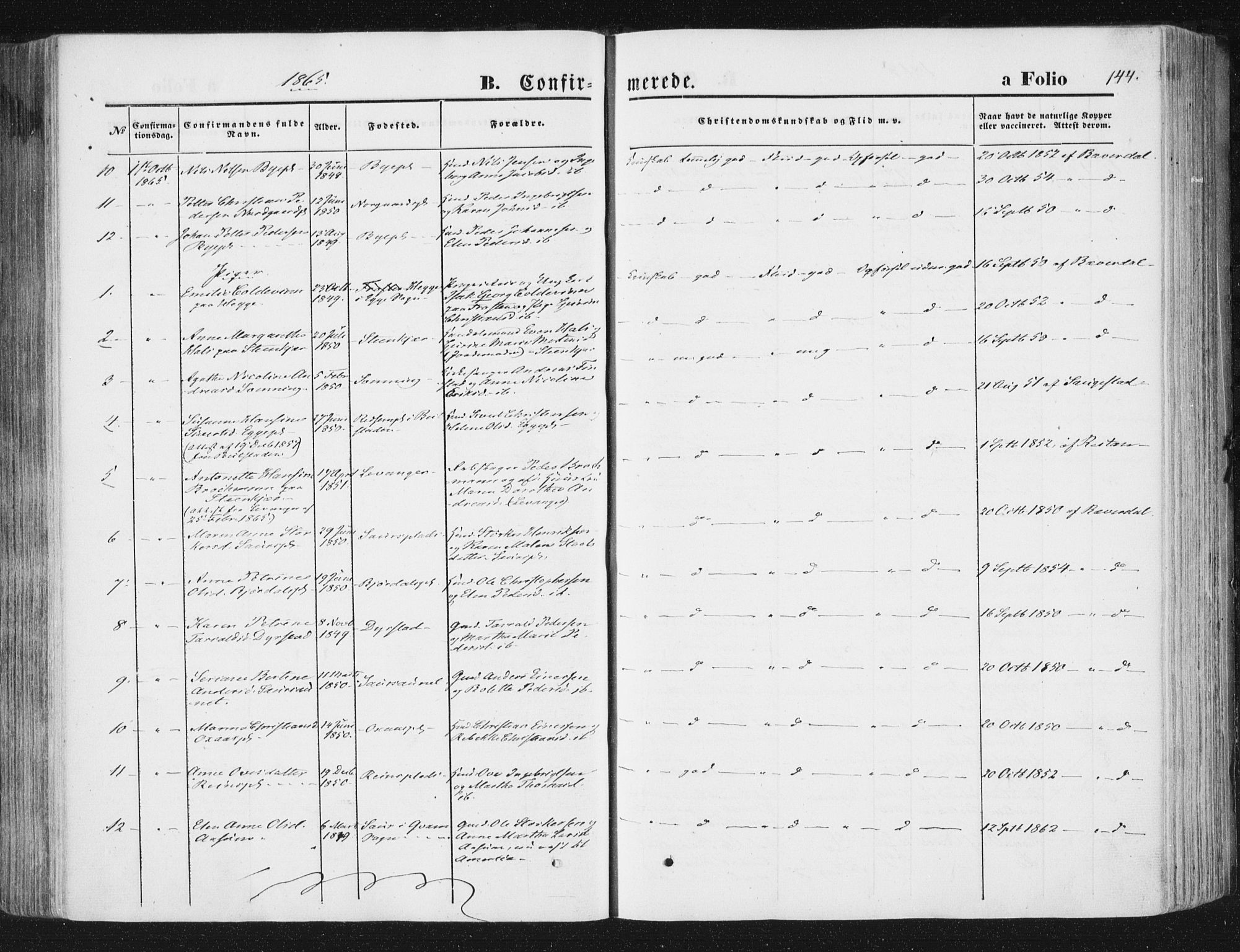 Ministerialprotokoller, klokkerbøker og fødselsregistre - Nord-Trøndelag, AV/SAT-A-1458/746/L0447: Parish register (official) no. 746A06, 1860-1877, p. 144