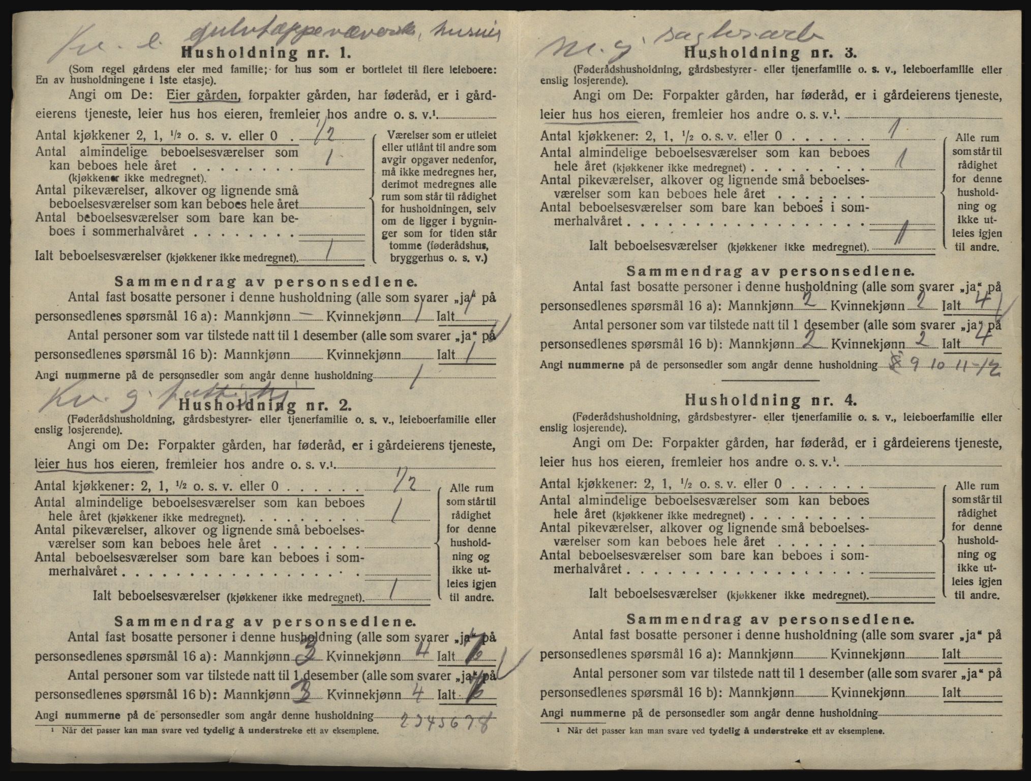 SAO, 1920 census for Glemmen, 1920, p. 442