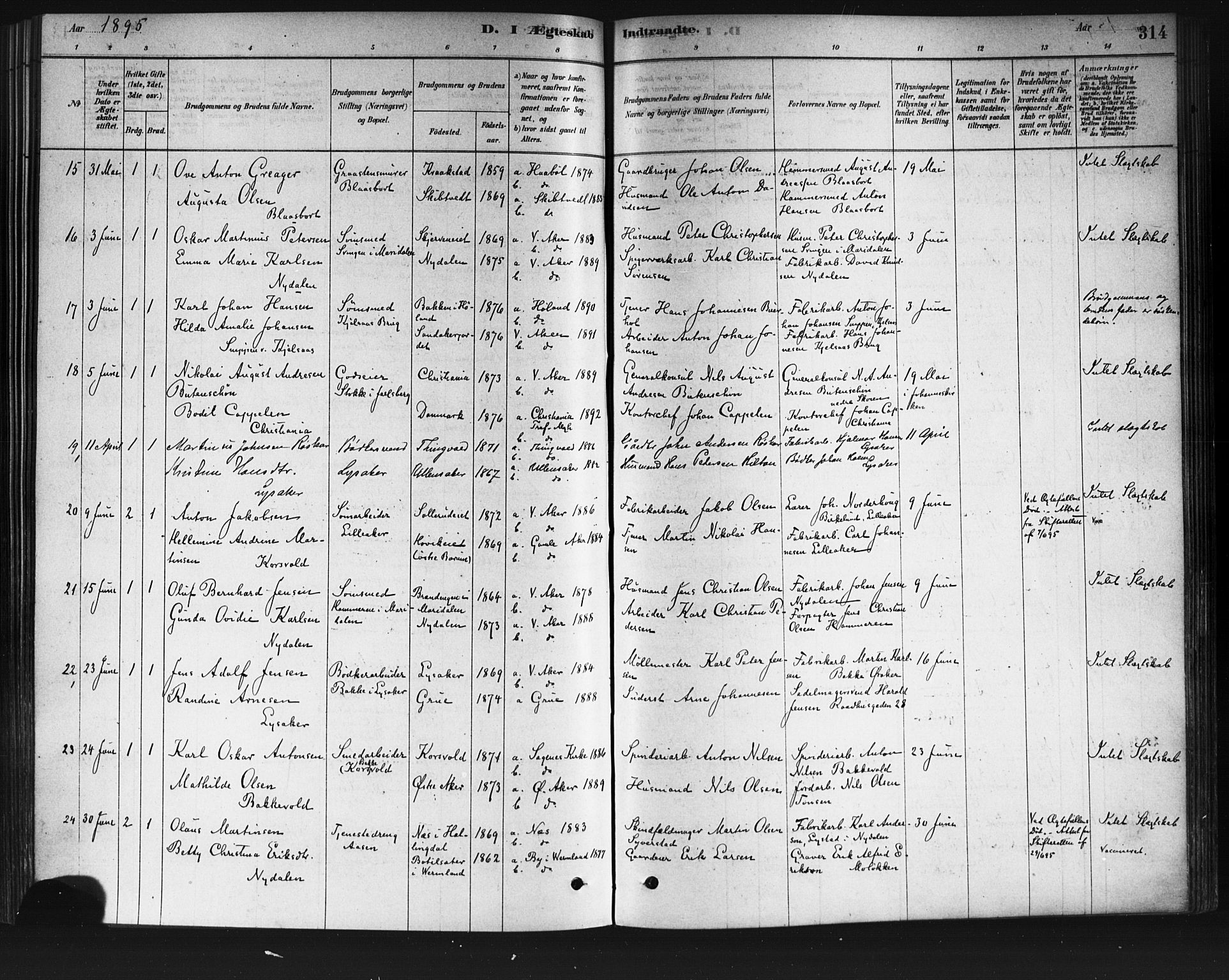Vestre Aker prestekontor Kirkebøker, SAO/A-10025/F/Fa/L0008: Parish register (official) no. 8, 1878-1903, p. 314
