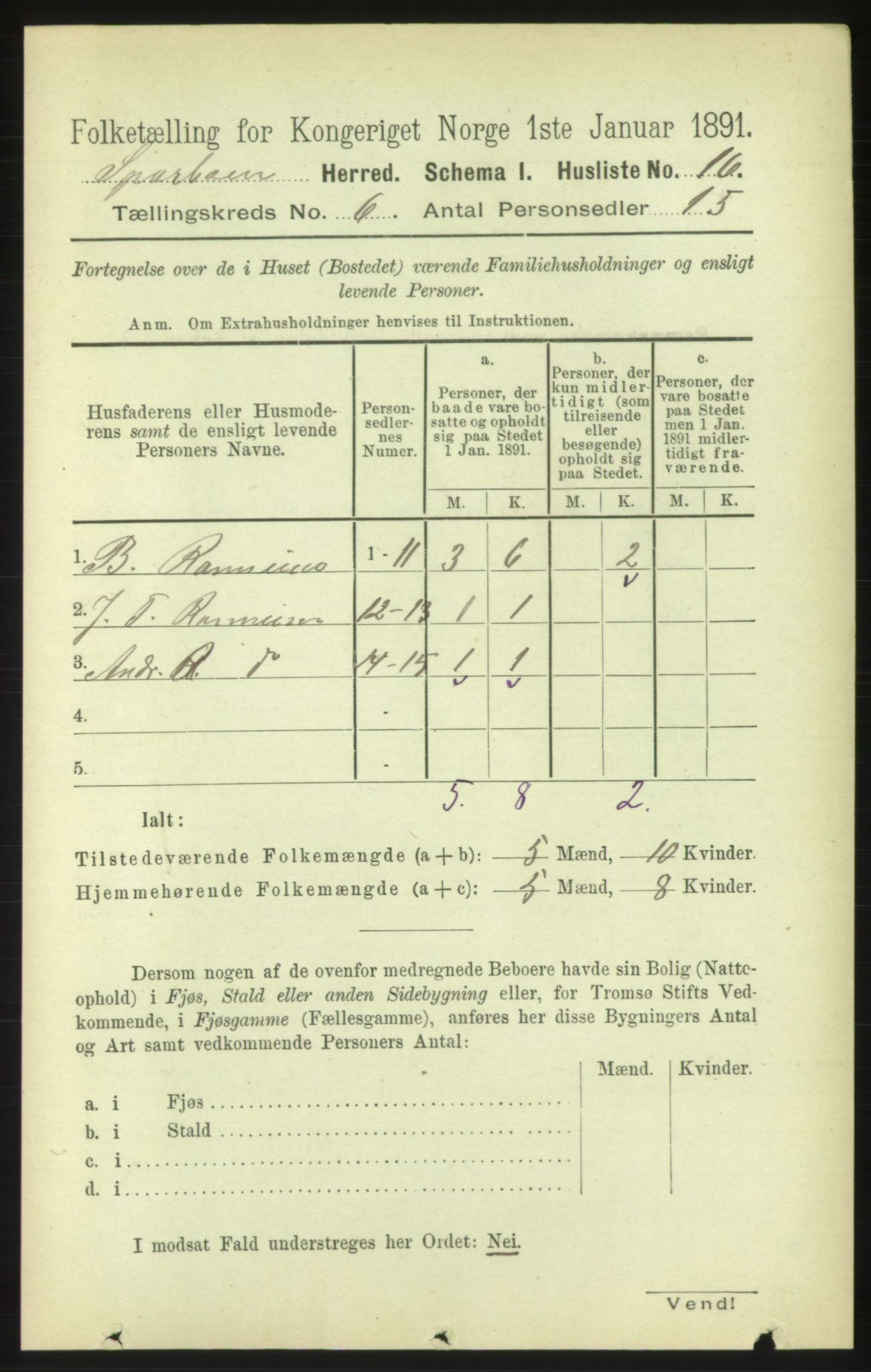 RA, 1891 census for 1731 Sparbu, 1891, p. 2136