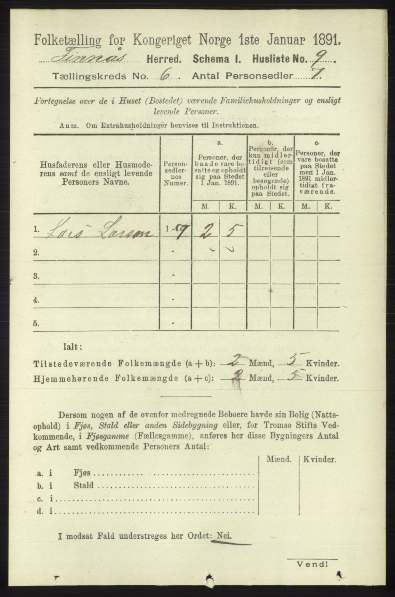 RA, 1891 census for 1218 Finnås, 1891, p. 2322