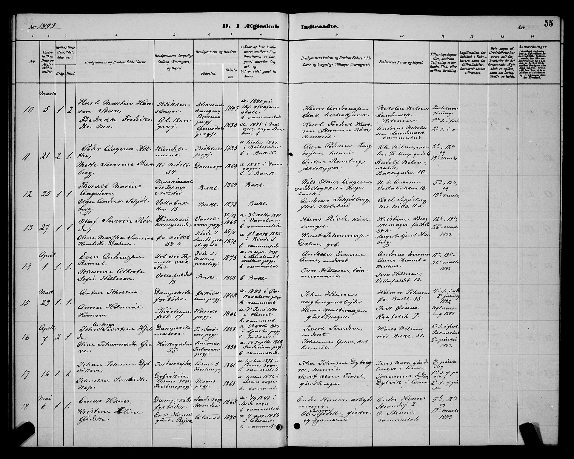 Ministerialprotokoller, klokkerbøker og fødselsregistre - Sør-Trøndelag, SAT/A-1456/604/L0223: Parish register (copy) no. 604C06, 1886-1897, p. 55