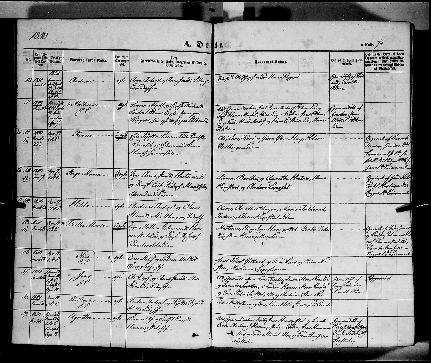 Stange prestekontor, AV/SAH-PREST-002/K/L0011: Parish register (official) no. 11, 1846-1852, p. 76