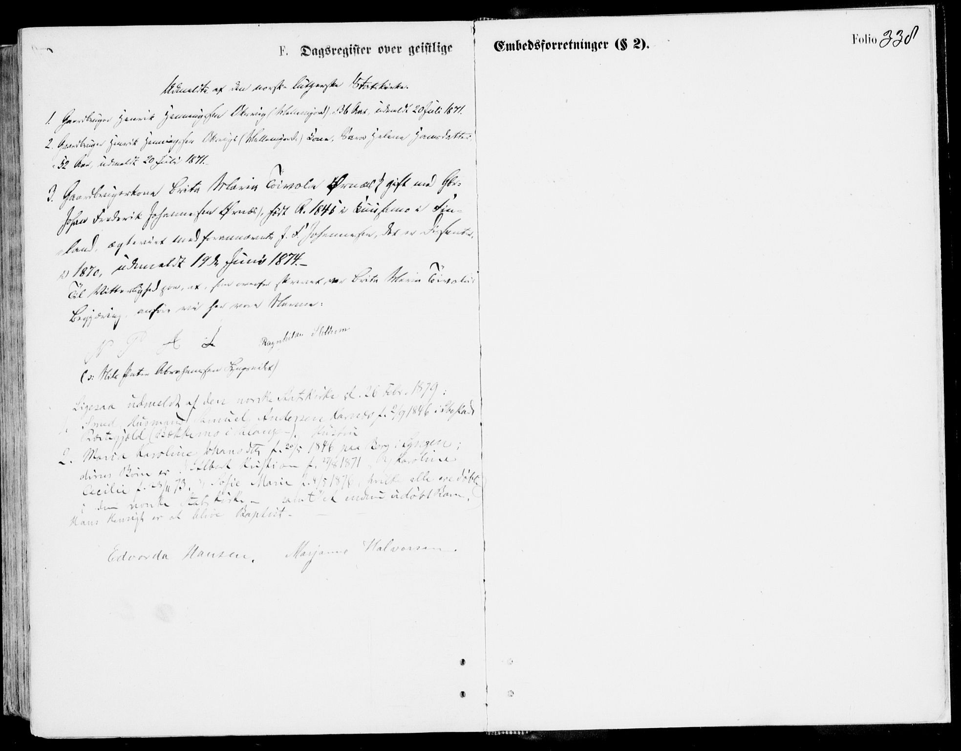 Lyngen sokneprestembete, SATØ/S-1289/H/He/Hea/L0006kirke: Parish register (official) no. 6, 1870-1878, p. 338