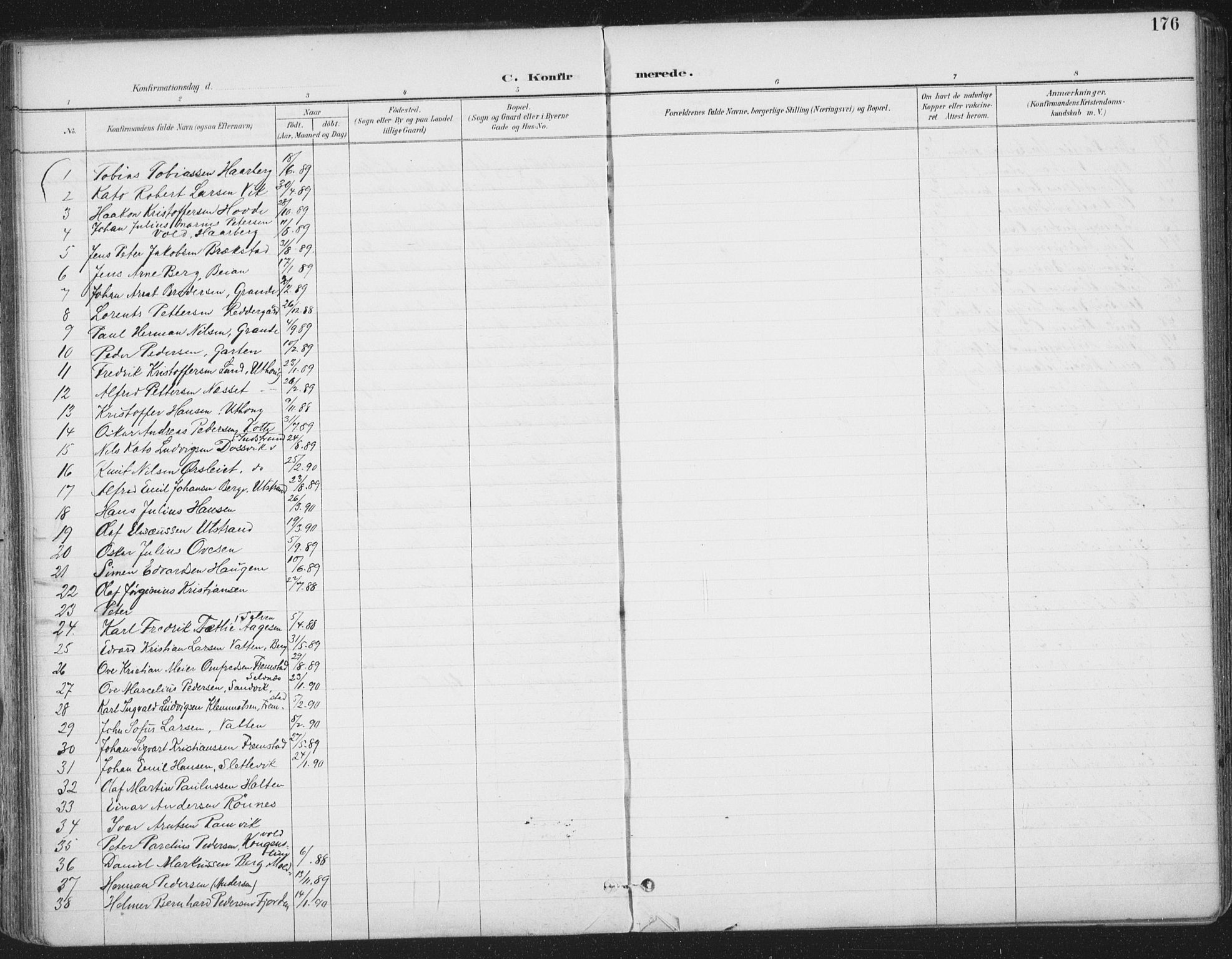Ministerialprotokoller, klokkerbøker og fødselsregistre - Sør-Trøndelag, SAT/A-1456/659/L0743: Parish register (official) no. 659A13, 1893-1910, p. 176