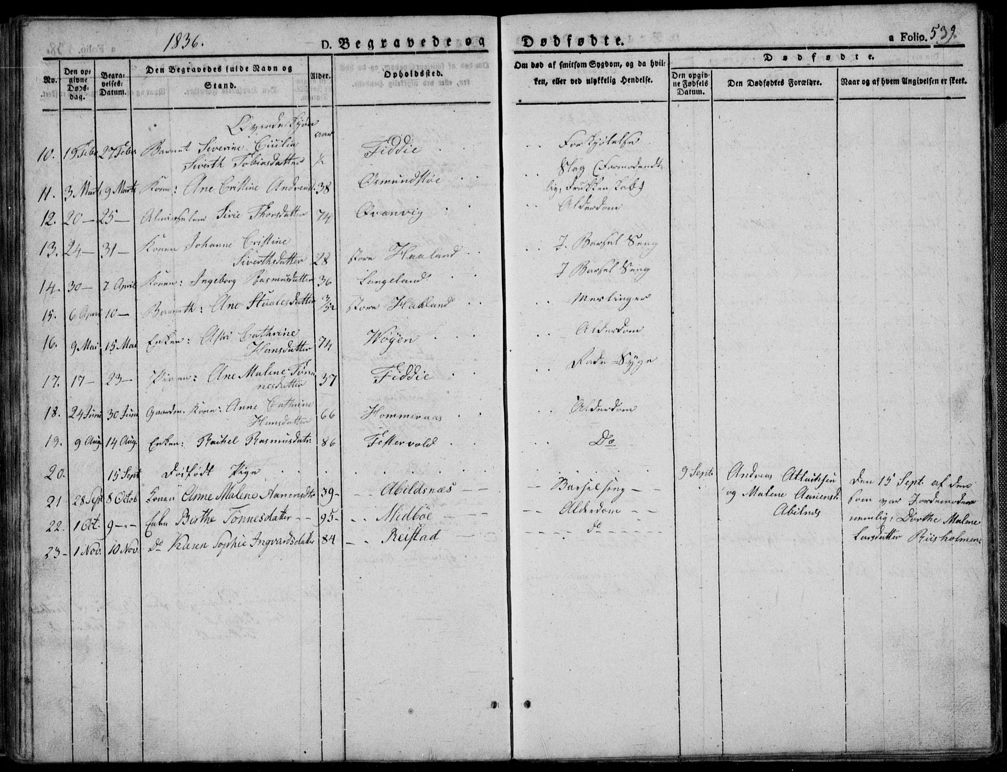 Flekkefjord sokneprestkontor, AV/SAK-1111-0012/F/Fb/Fbb/L0002: Parish register (copy) no. B 2b, 1831-1866, p. 539