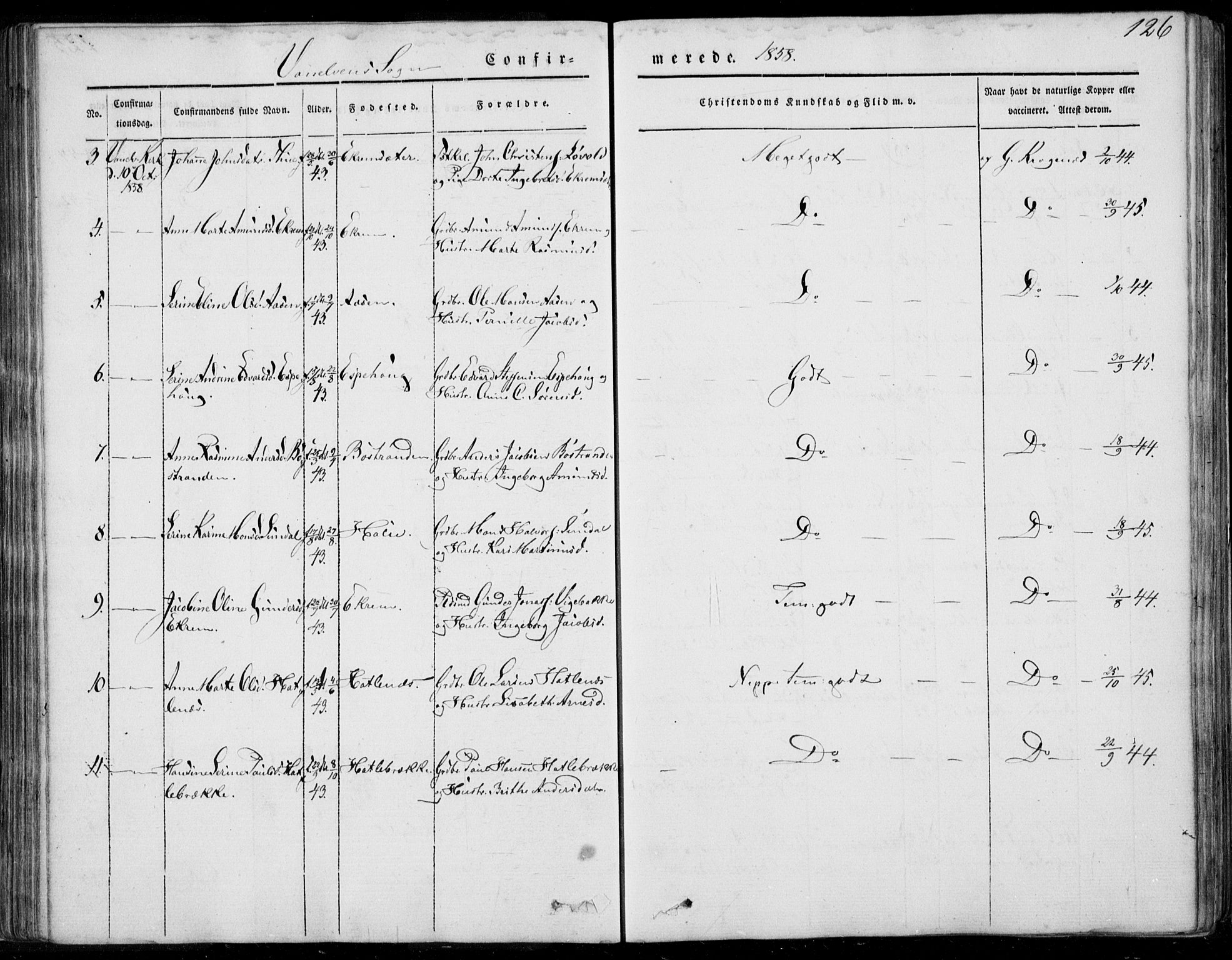 Ministerialprotokoller, klokkerbøker og fødselsregistre - Møre og Romsdal, AV/SAT-A-1454/501/L0006: Parish register (official) no. 501A06, 1844-1868, p. 126