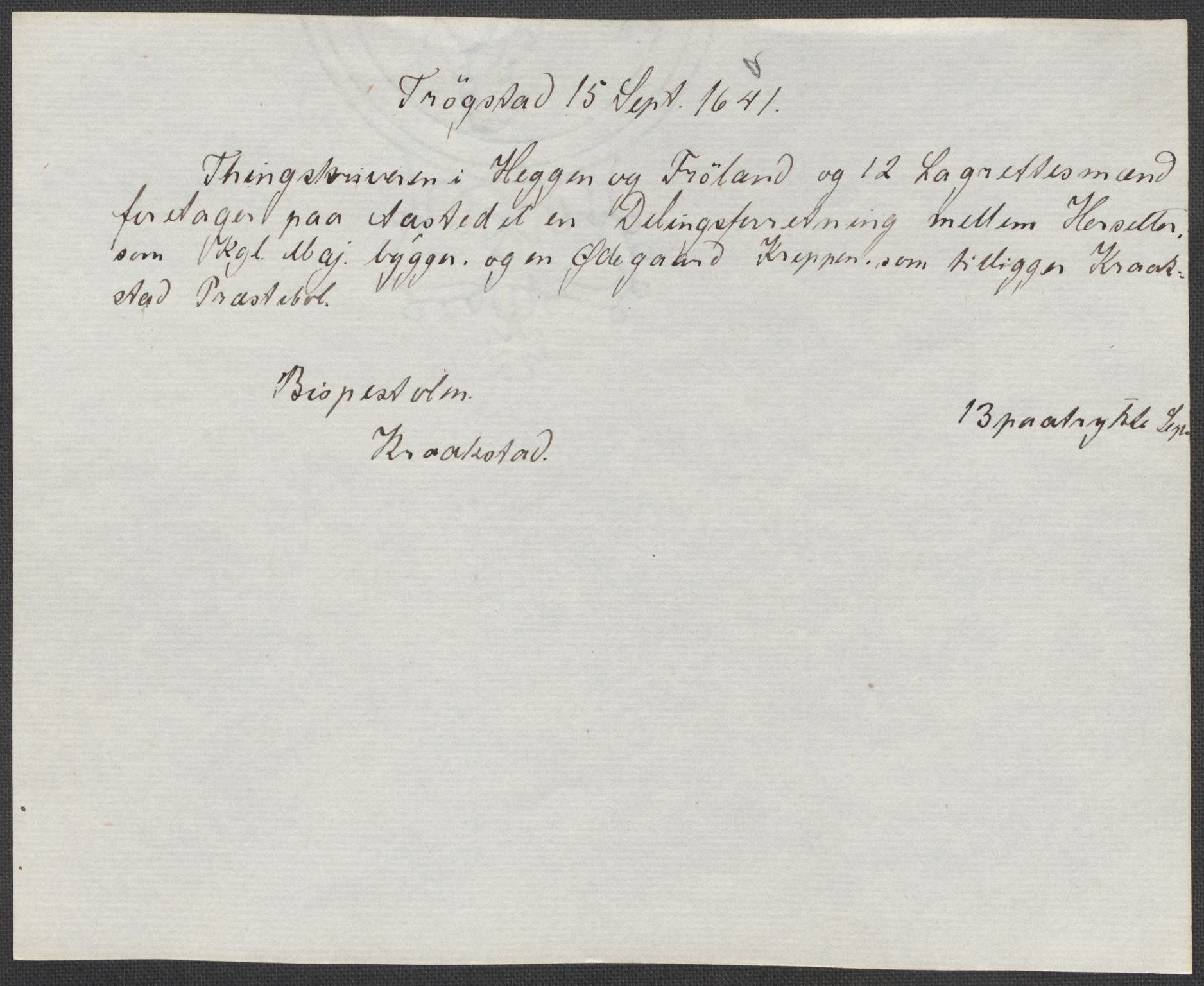 Riksarkivets diplomsamling, AV/RA-EA-5965/F15/L0007: Prestearkiv - Akershus, 1573-1693, p. 107