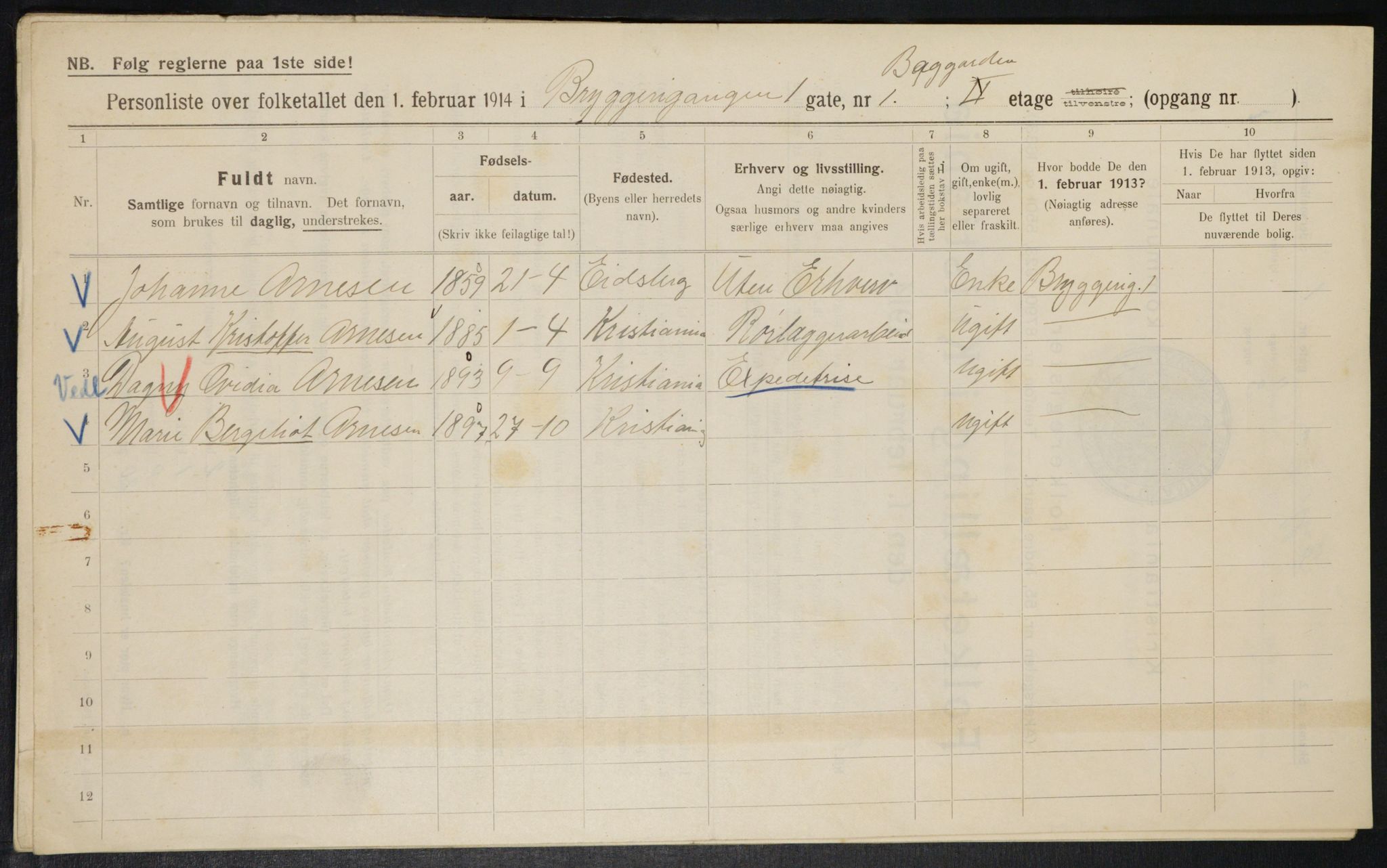 OBA, Municipal Census 1914 for Kristiania, 1914, p. 10050