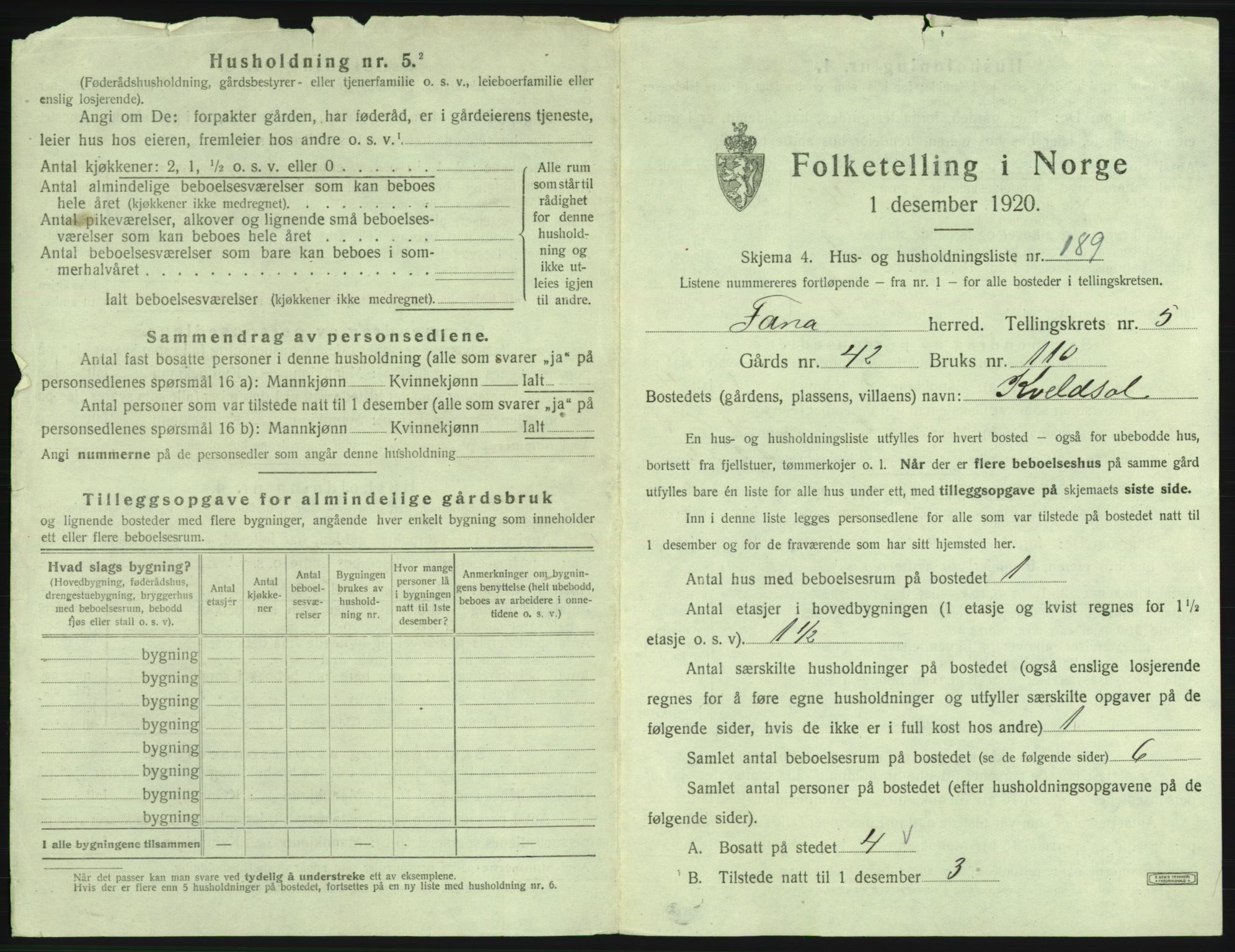 SAB, 1920 census for Fana, 1920, p. 914