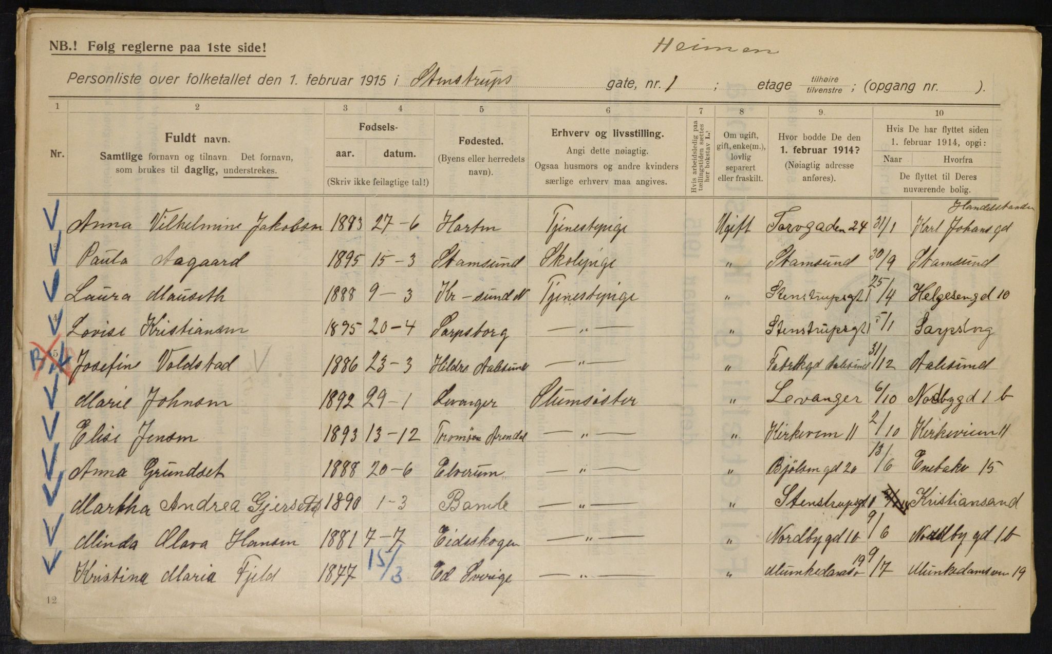 OBA, Municipal Census 1915 for Kristiania, 1915, p. 100802