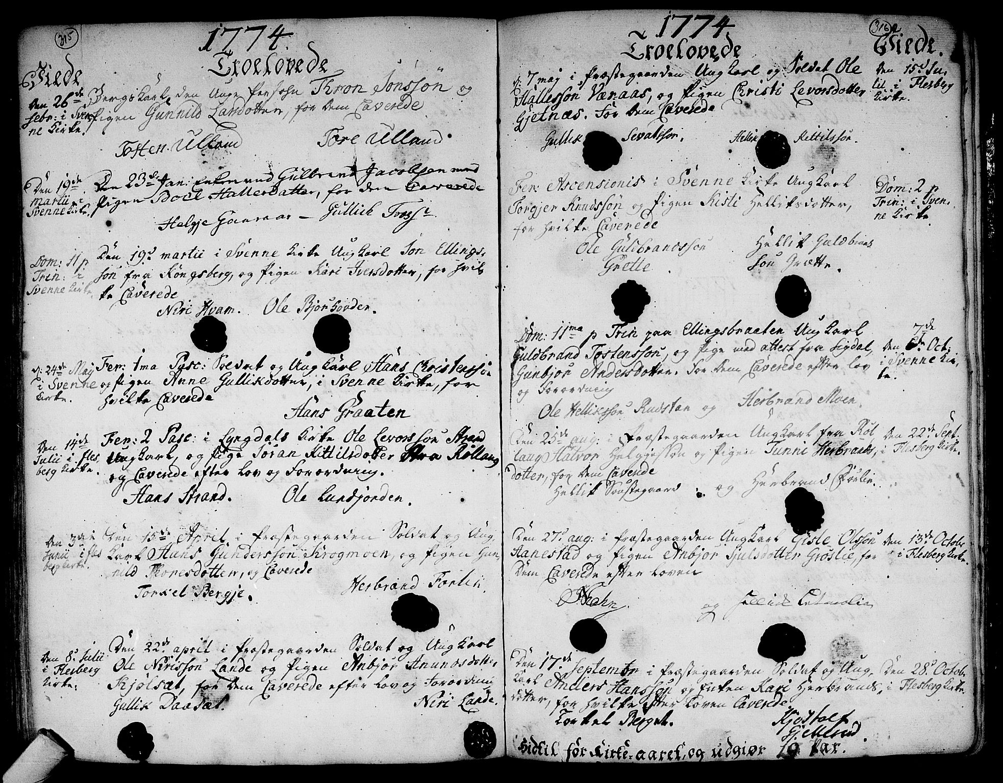 Flesberg kirkebøker, SAKO/A-18/F/Fa/L0003: Parish register (official) no. I 3, 1748-1790, p. 315-316
