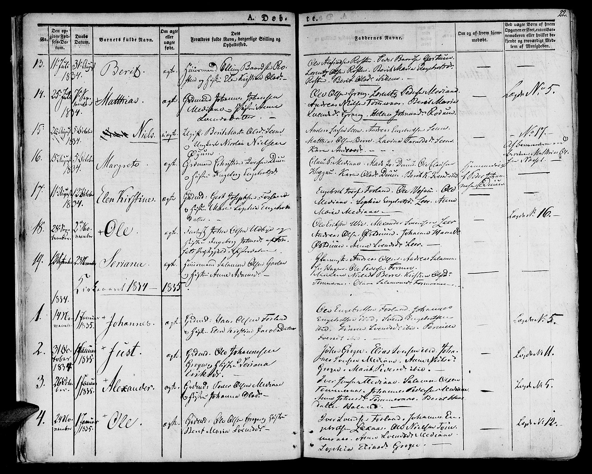 Ministerialprotokoller, klokkerbøker og fødselsregistre - Nord-Trøndelag, SAT/A-1458/758/L0510: Parish register (official) no. 758A01 /1, 1821-1841, p. 22