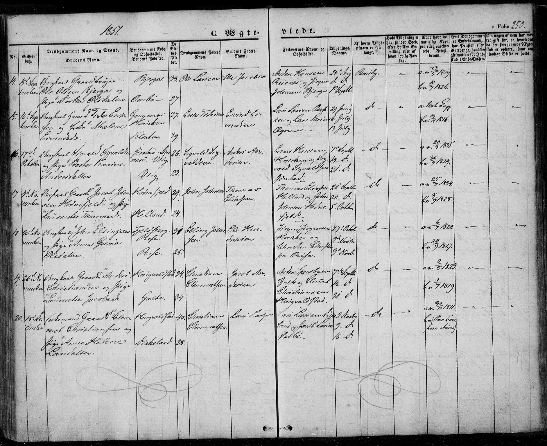 Rennesøy sokneprestkontor, AV/SAST-A -101827/H/Ha/Haa/L0005: Parish register (official) no. A 5, 1838-1859, p. 250