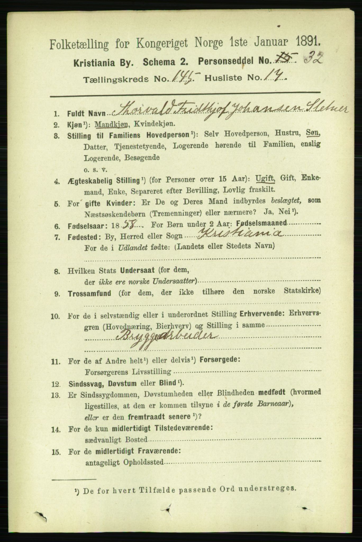 RA, 1891 census for 0301 Kristiania, 1891, p. 79910