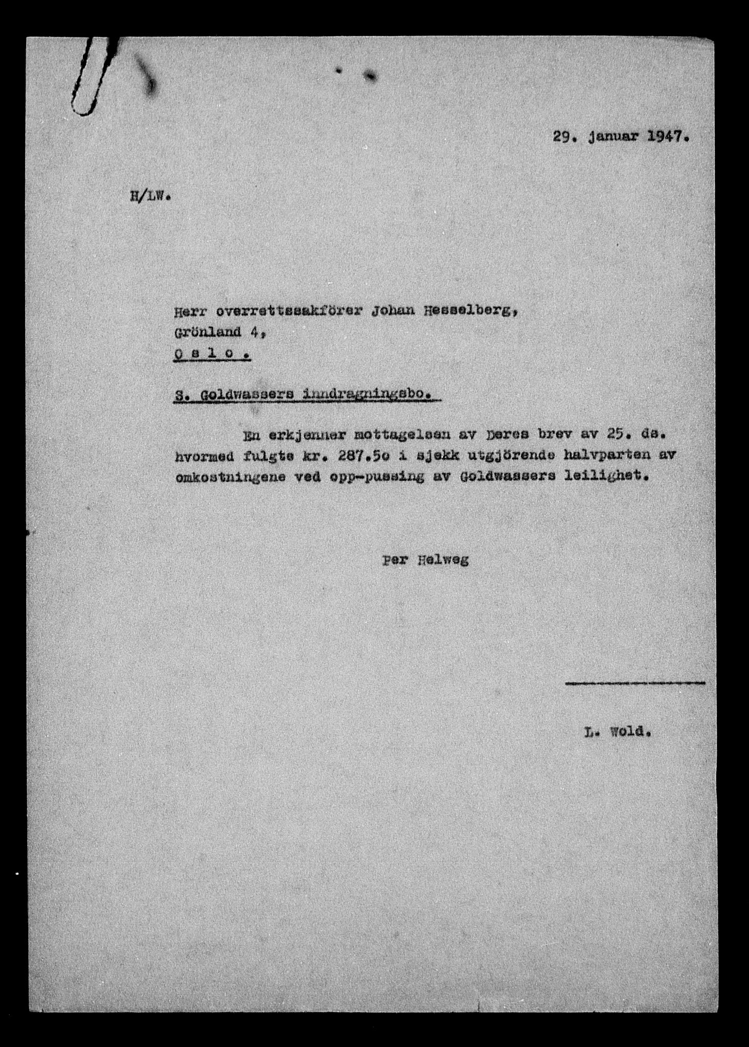 Justisdepartementet, Tilbakeføringskontoret for inndratte formuer, AV/RA-S-1564/H/Hc/Hcc/L0940: --, 1945-1947, p. 13