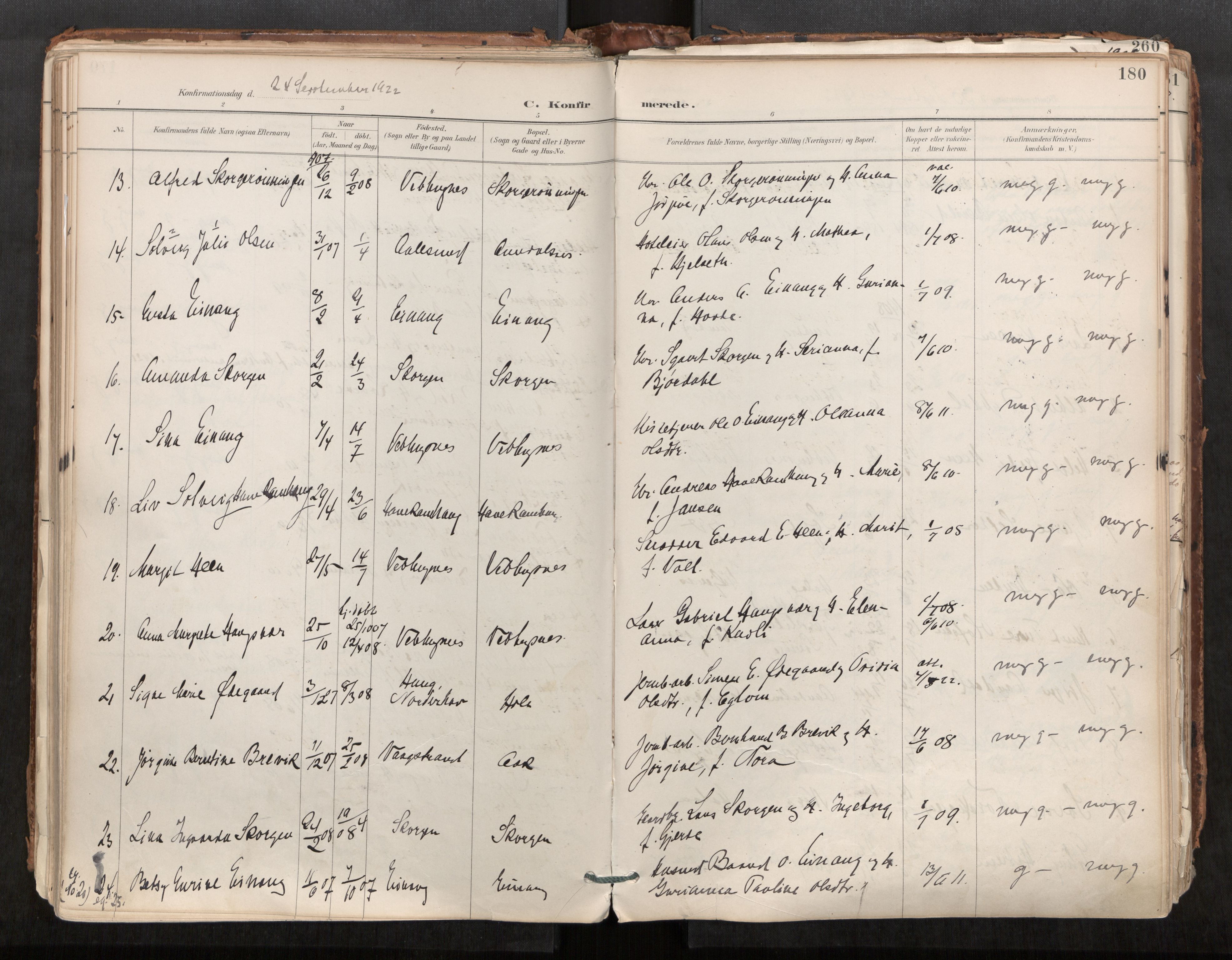 Ministerialprotokoller, klokkerbøker og fødselsregistre - Møre og Romsdal, AV/SAT-A-1454/544/L0585: Parish register (official) no. 544A06, 1887-1924, p. 180