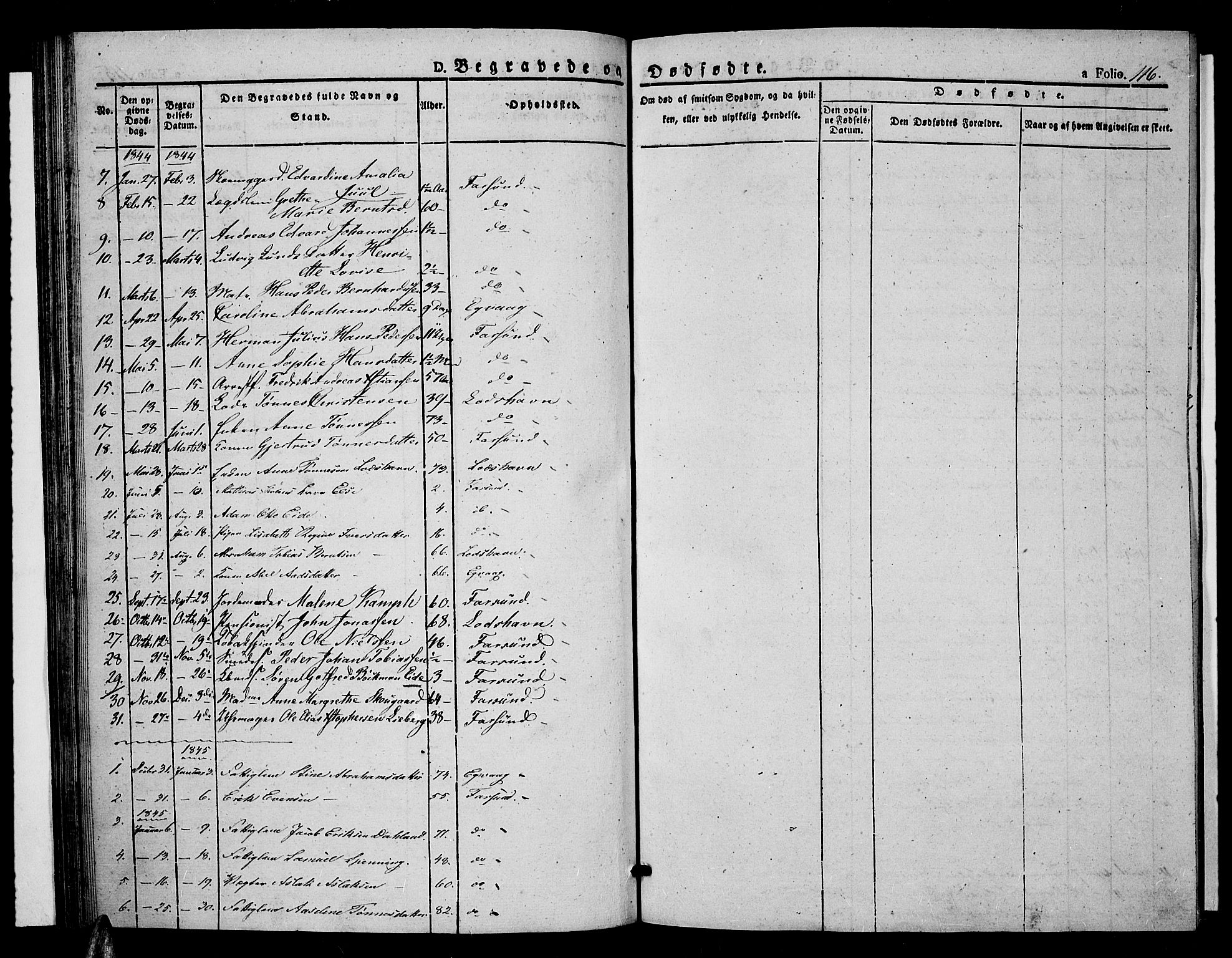 Farsund sokneprestkontor, SAK/1111-0009/F/Fa/L0003: Parish register (official) no. A 3, 1836-1846, p. 116