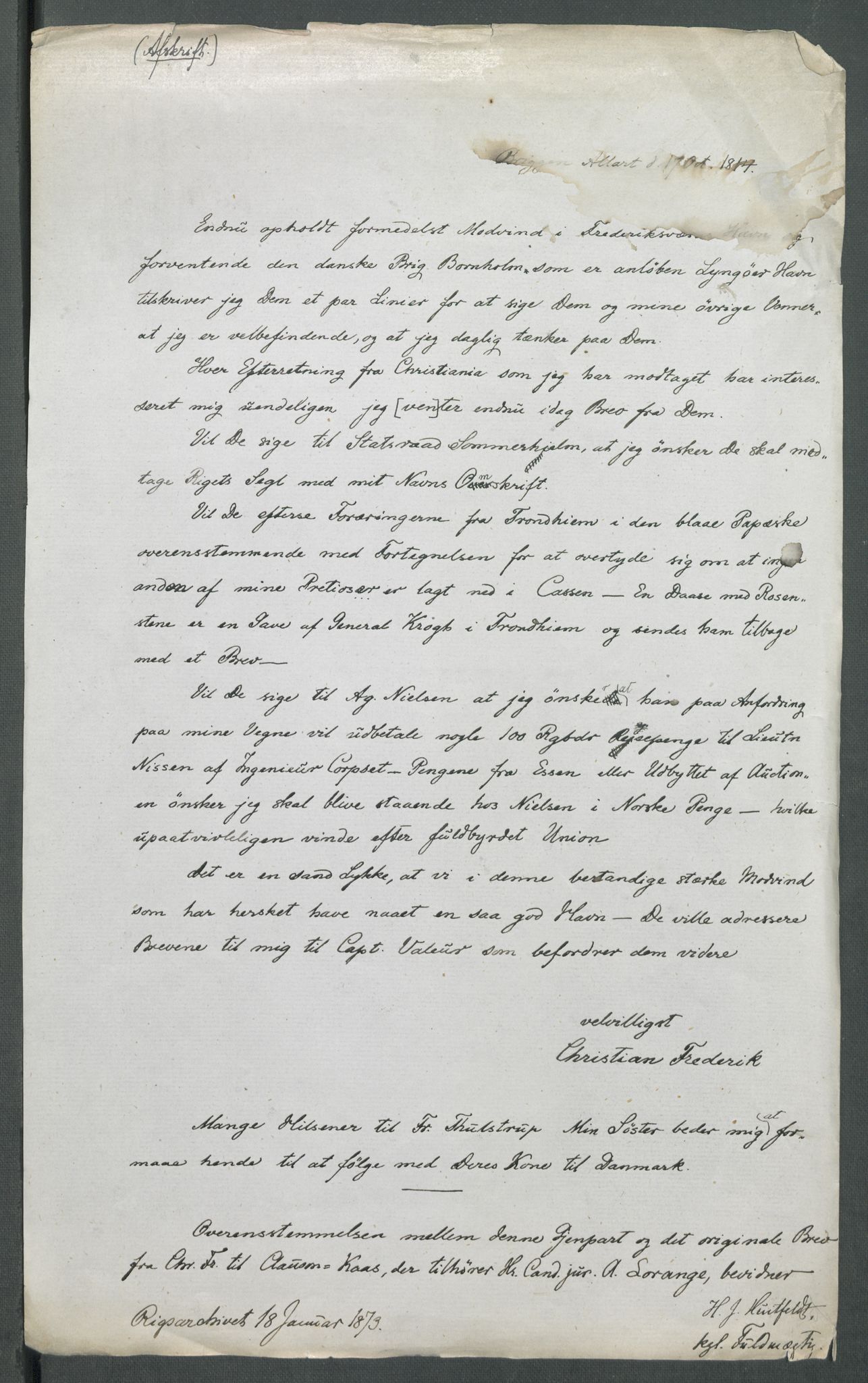 Forskjellige samlinger, Historisk-kronologisk samling, AV/RA-EA-4029/G/Ga/L0009B: Historisk-kronologisk samling. Dokumenter fra oktober 1814, årene 1815 og 1816, Christian Frederiks regnskapsbok 1814 - 1848., 1814-1848, p. 21