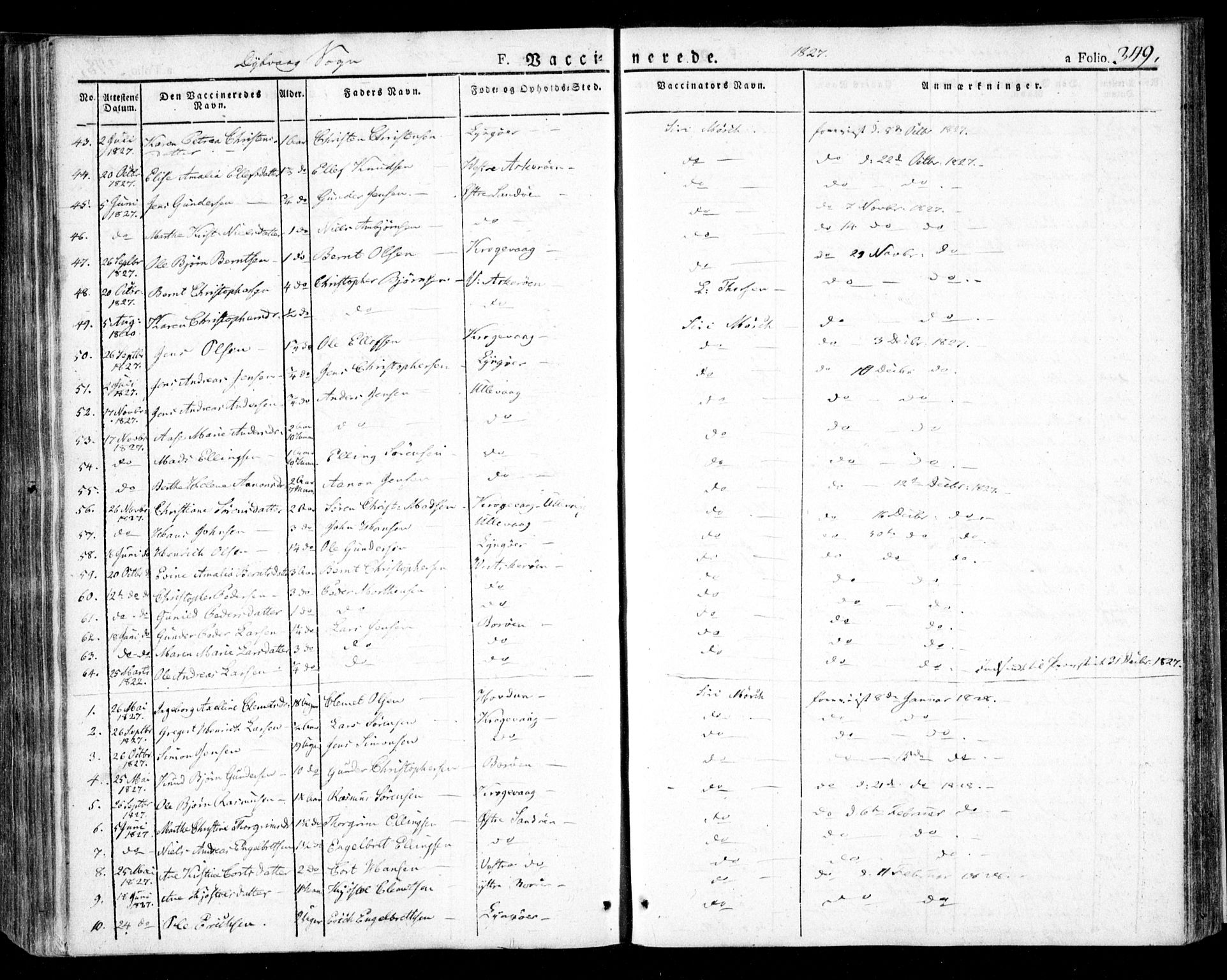 Dypvåg sokneprestkontor, SAK/1111-0007/F/Fa/Faa/L0004: Parish register (official) no. A 4, 1824-1840, p. 349