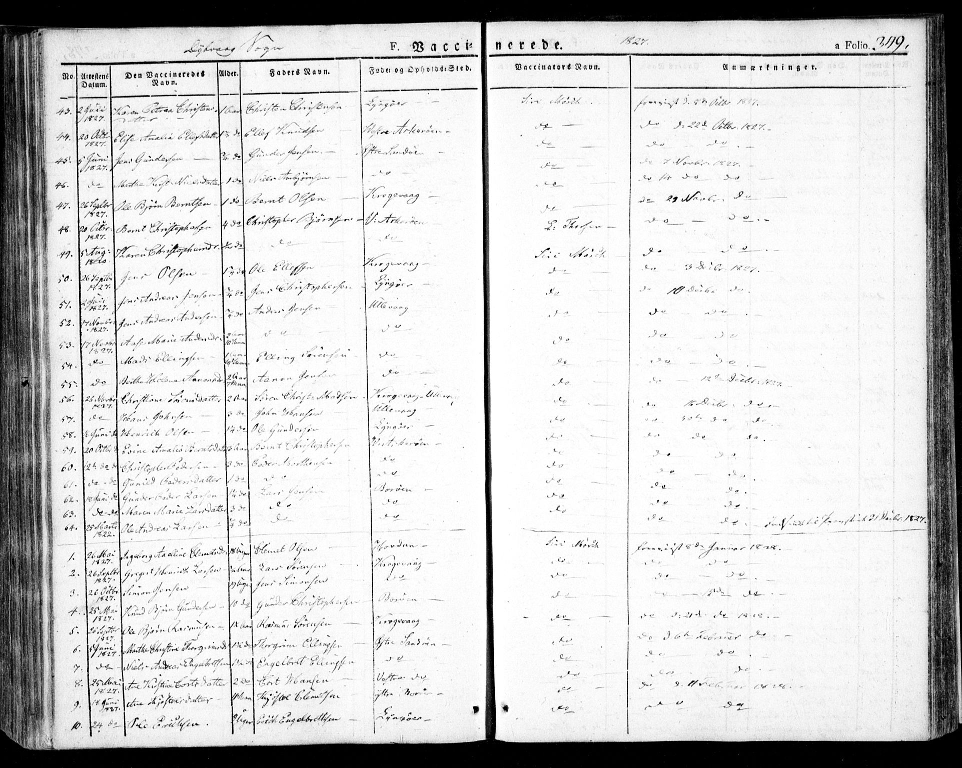 Dypvåg sokneprestkontor, AV/SAK-1111-0007/F/Fa/Faa/L0004: Parish register (official) no. A 4, 1824-1840, p. 349