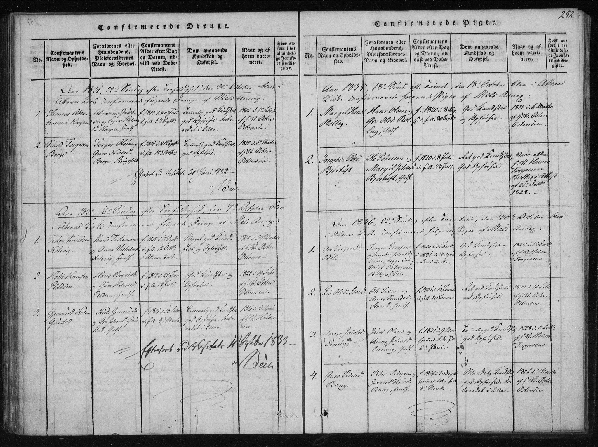 Tinn kirkebøker, SAKO/A-308/F/Fb/L0001: Parish register (official) no. II 1, 1815-1843, p. 252