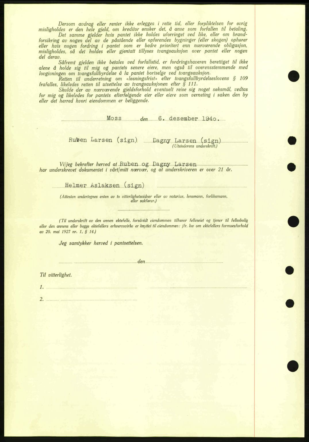 Moss sorenskriveri, SAO/A-10168: Mortgage book no. B10, 1940-1941, Diary no: : 2029/1940