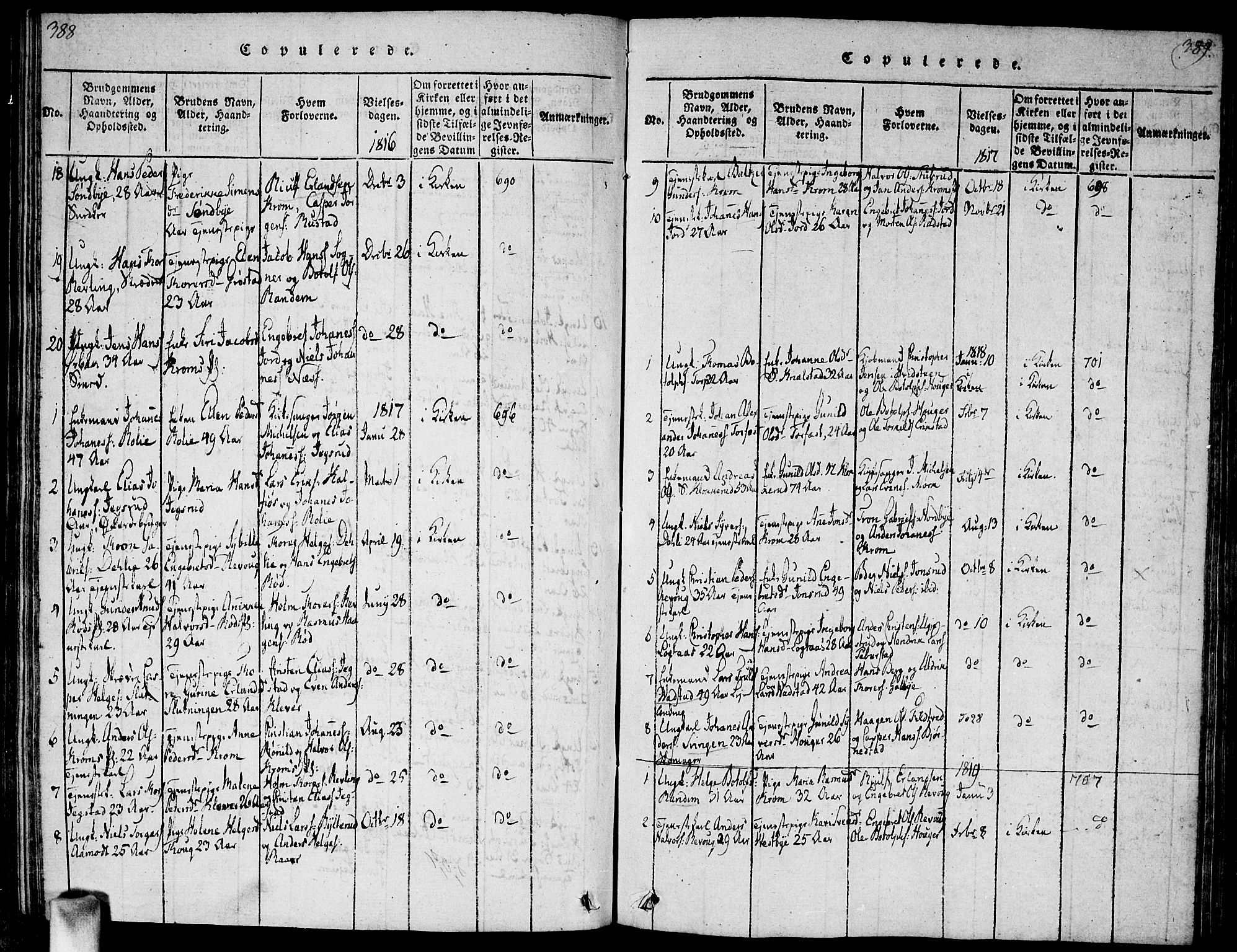 Vestby prestekontor Kirkebøker, SAO/A-10893/G/Ga/L0001: Parish register (copy) no. I 1, 1814-1827, p. 388-389