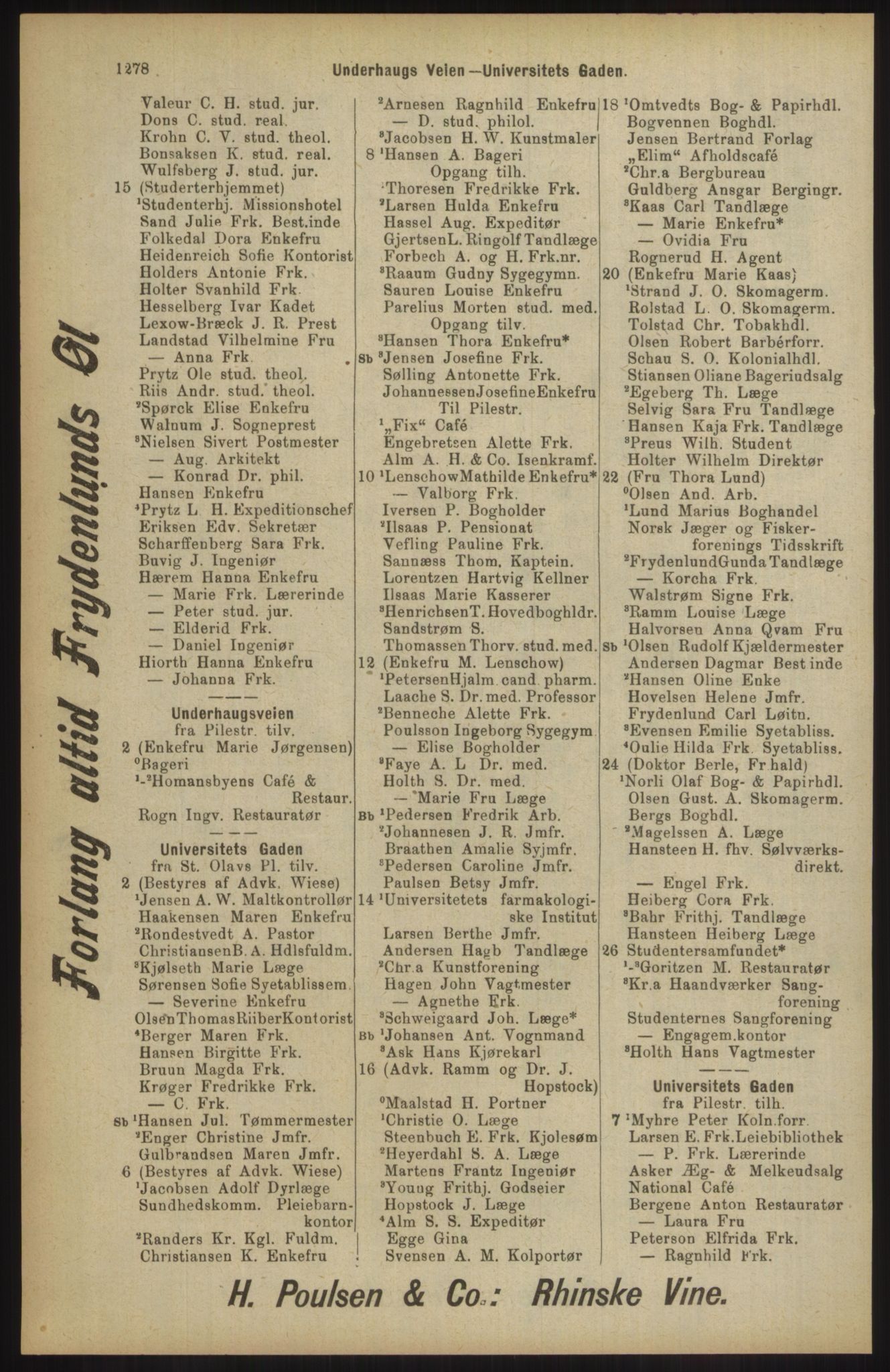 Kristiania/Oslo adressebok, PUBL/-, 1904, p. 1278