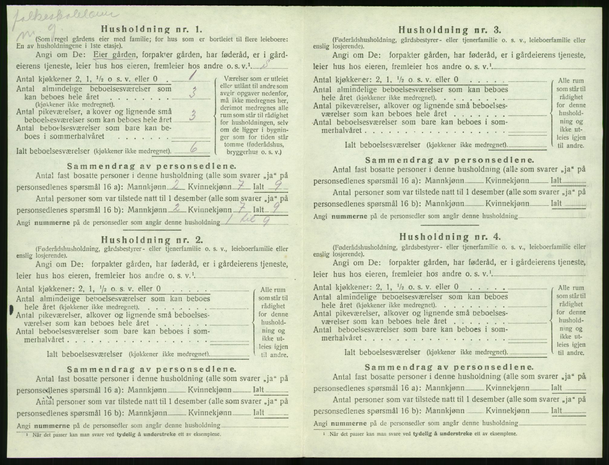 SAT, 1920 census for Volda, 1920, p. 1637