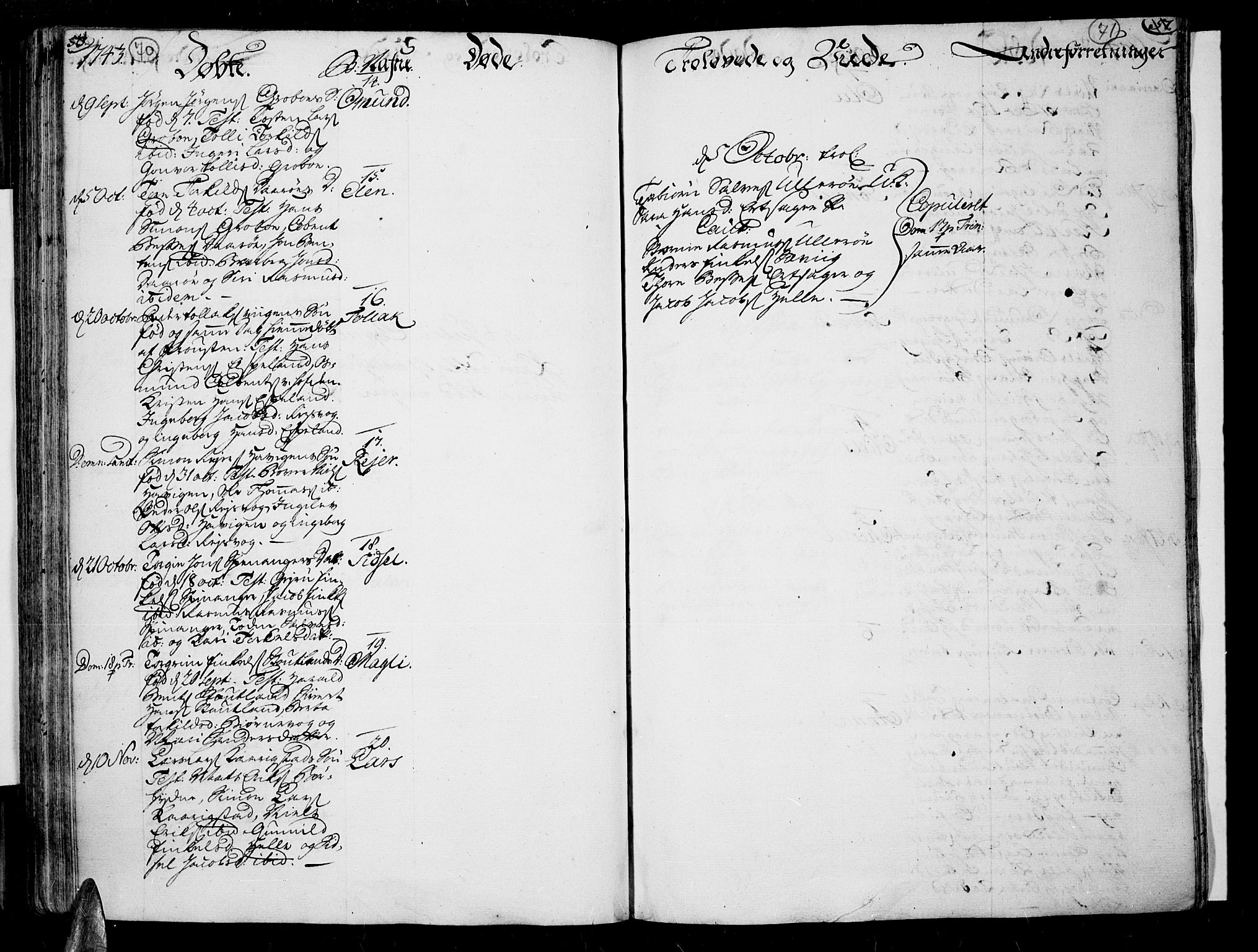 Lista sokneprestkontor, AV/SAK-1111-0027/F/Fa/L0002: Parish register (official) no. A 2 /3, 1726-1751, p. 70-71