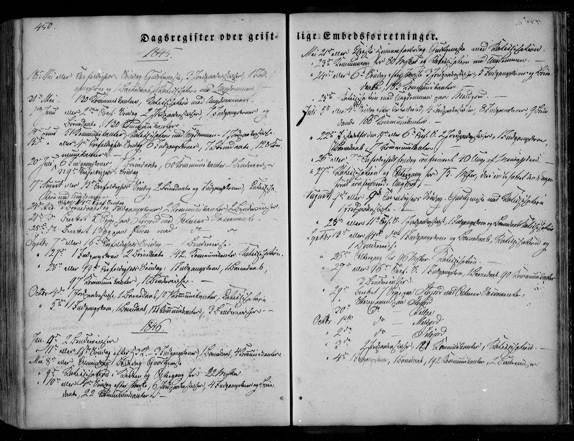 Ministerialprotokoller, klokkerbøker og fødselsregistre - Nordland, AV/SAT-A-1459/846/L0644: Parish register (official) no. 846A02, 1837-1872, p. 450