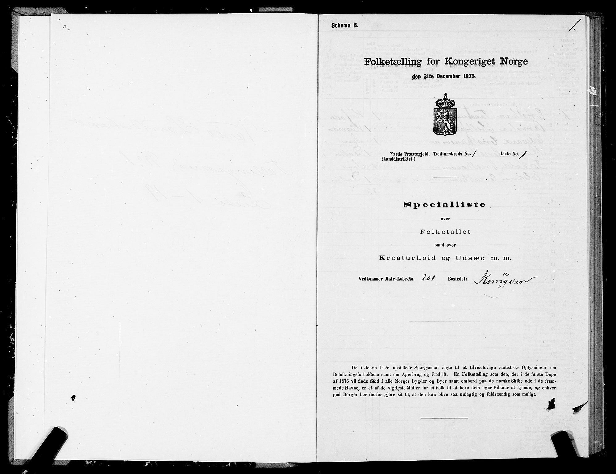 SATØ, 1875 census for 2028L Vardø/Vardø, 1875, p. 1001
