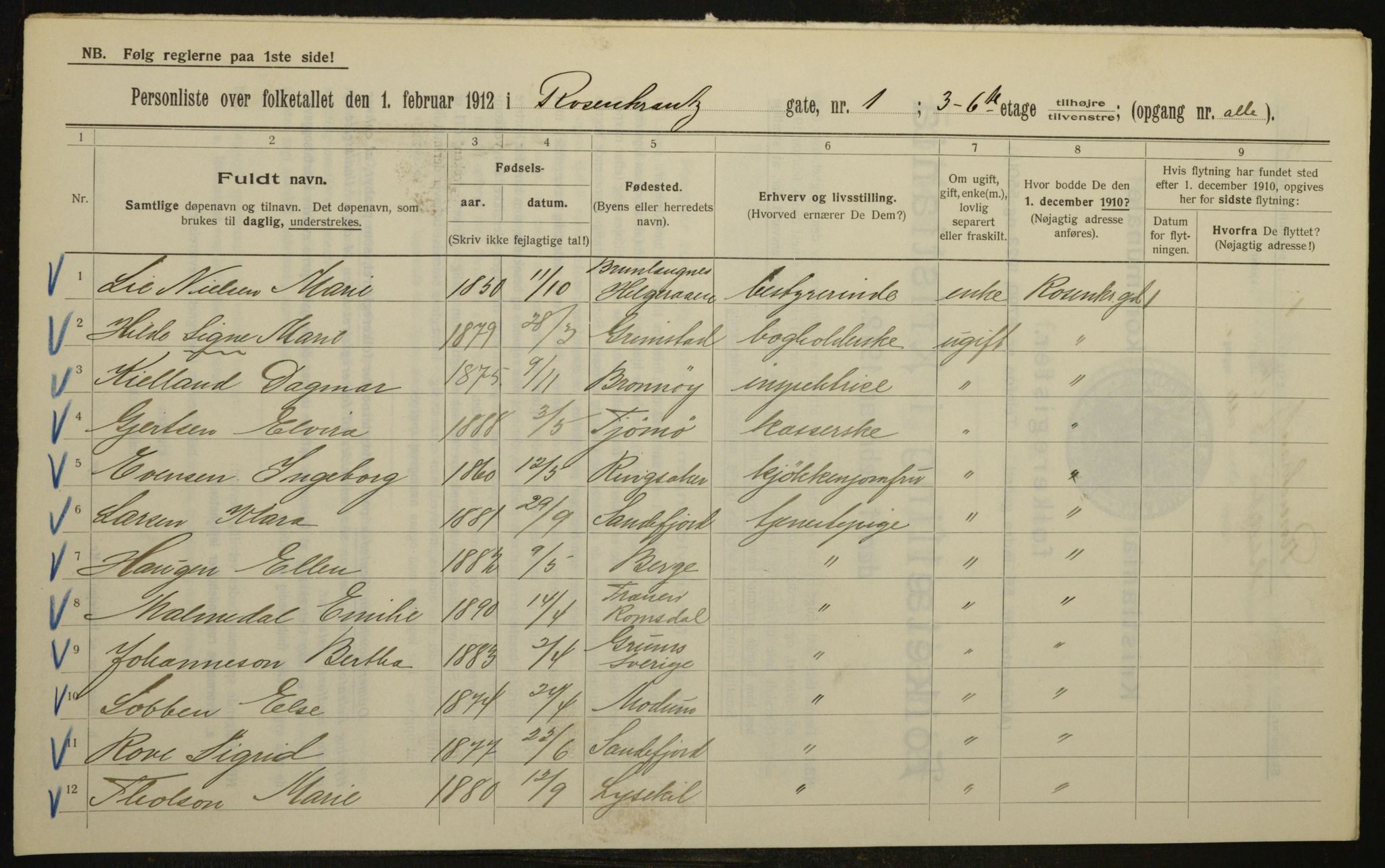 OBA, Municipal Census 1912 for Kristiania, 1912, p. 83995