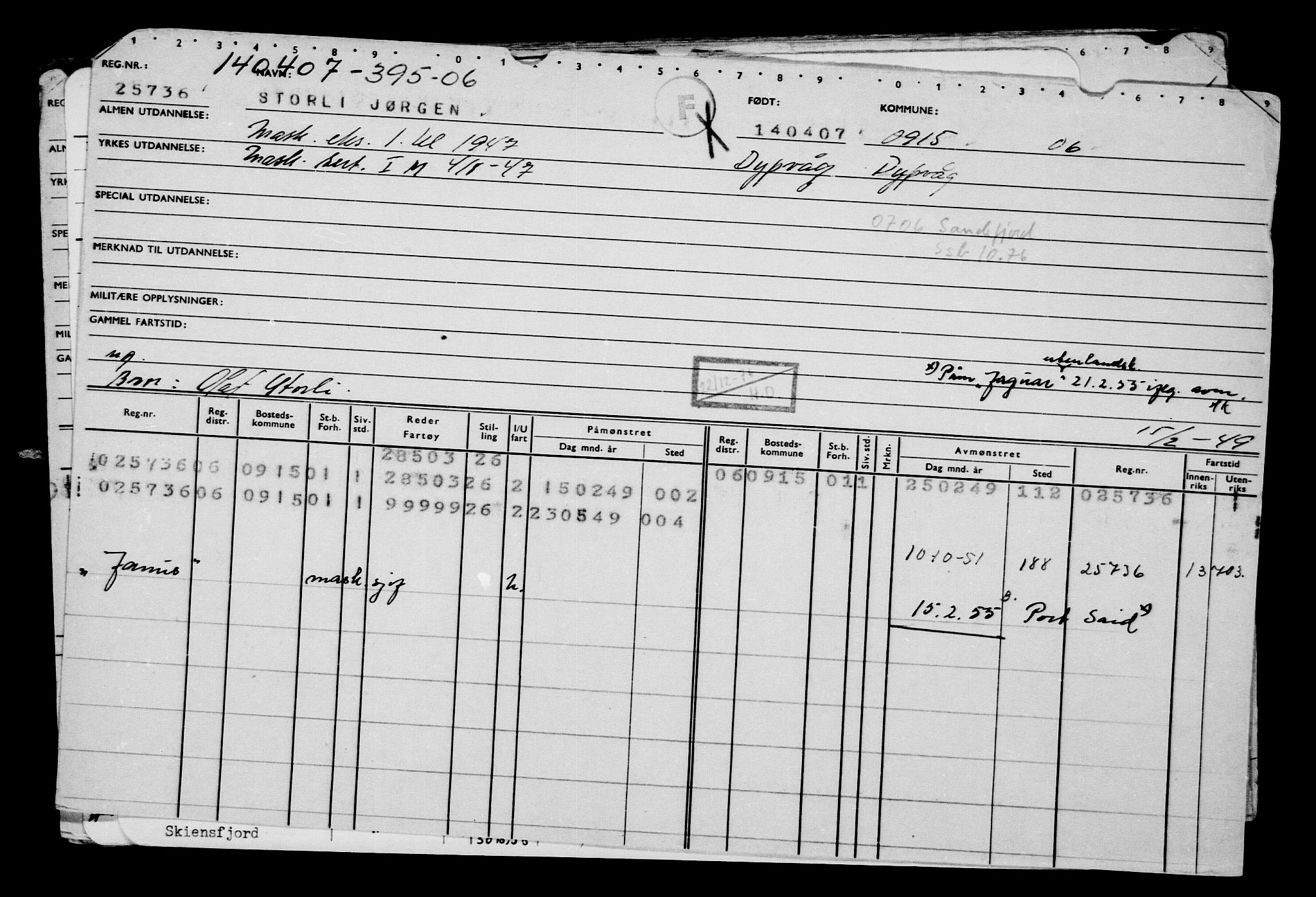 Direktoratet for sjømenn, AV/RA-S-3545/G/Gb/L0070: Hovedkort, 1907, p. 541