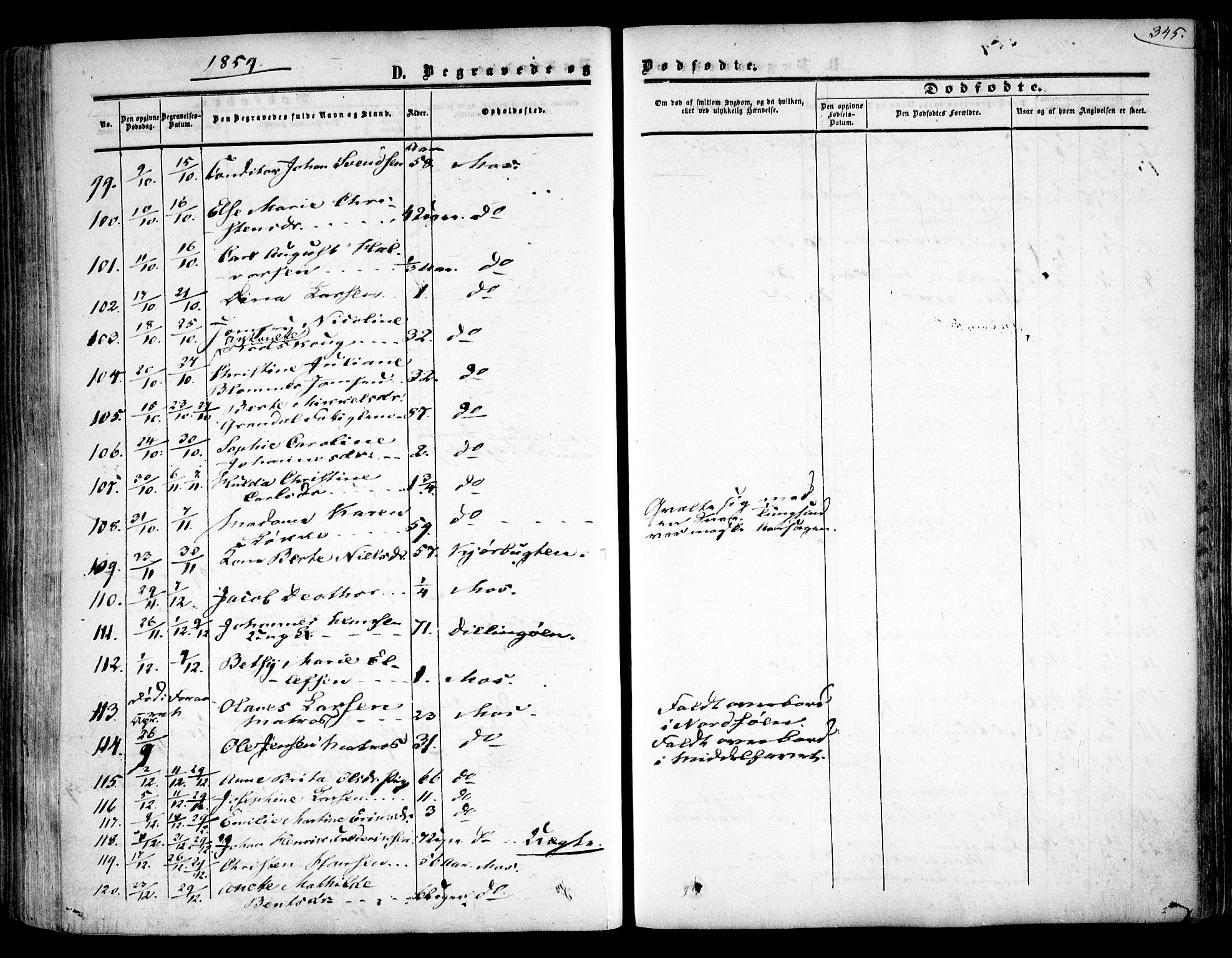 Moss prestekontor Kirkebøker, AV/SAO-A-2003/F/Fa/L0008: Parish register (official) no. I 8, 1852-1869, p. 345