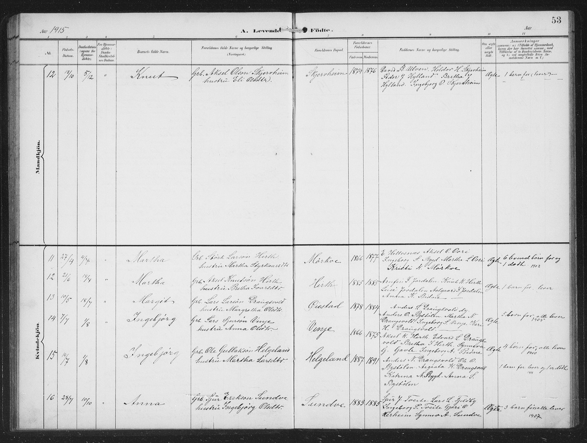 Vossestrand Sokneprestembete, AV/SAB-A-79101/H/Hab: Parish register (copy) no. B 4, 1894-1941, p. 53