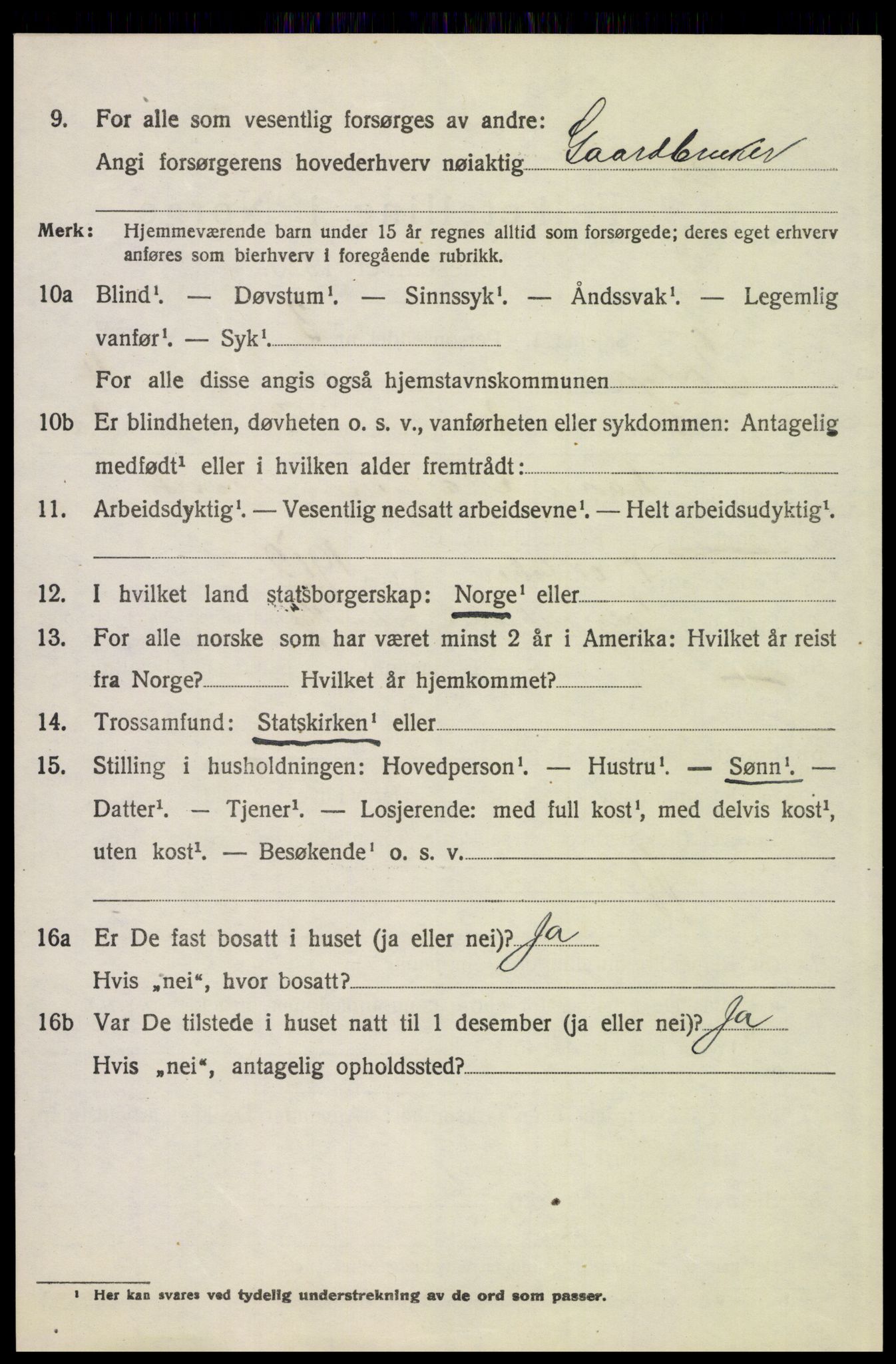 SAH, 1920 census for Tolga, 1920, p. 2594