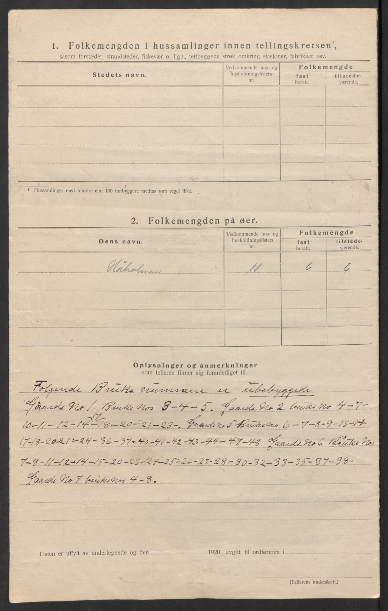 SAK, 1920 census for Søndeled, 1920, p. 11