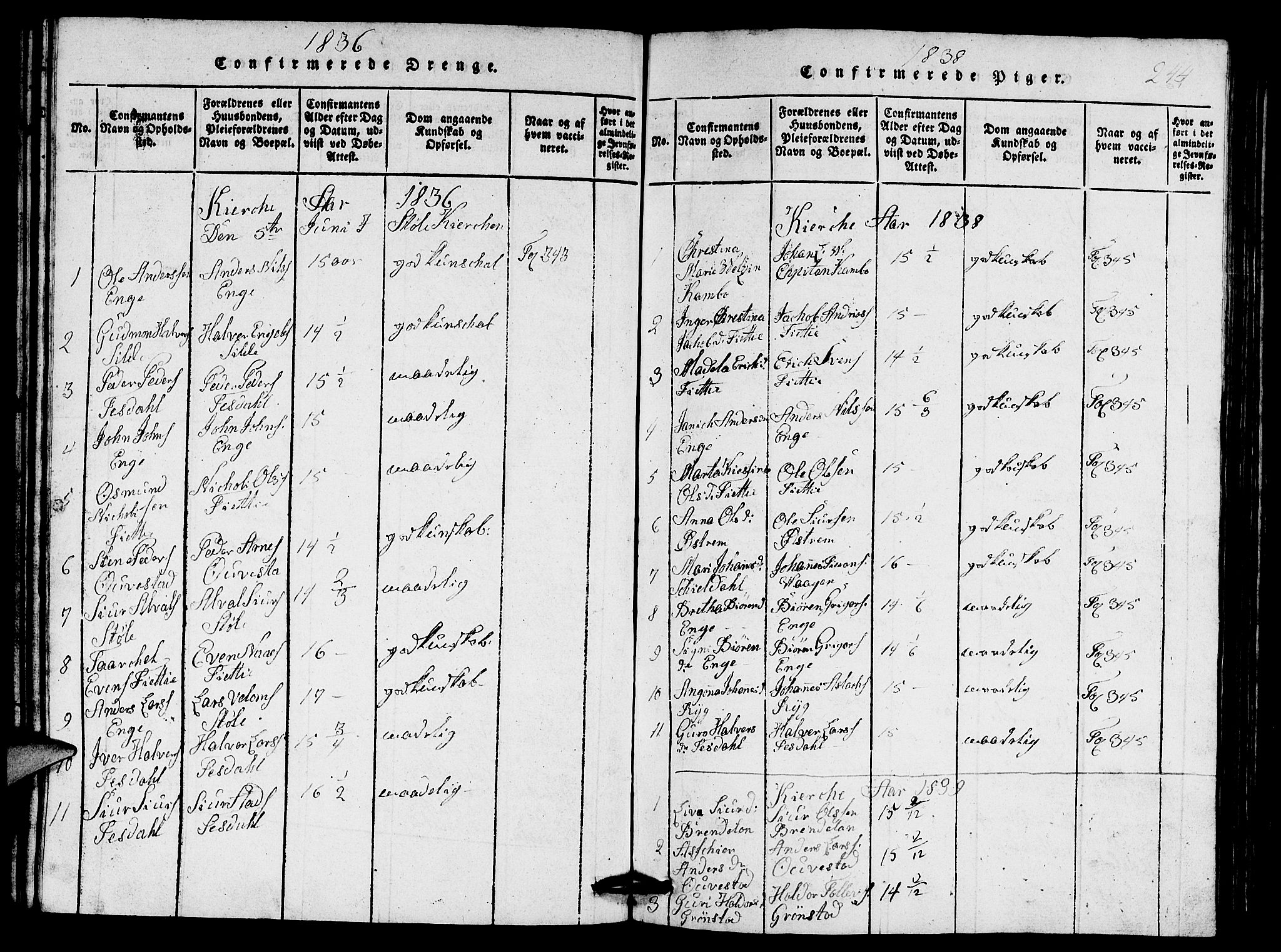 Etne sokneprestembete, SAB/A-75001/H/Hab: Parish register (copy) no. A 1, 1815-1849, p. 244