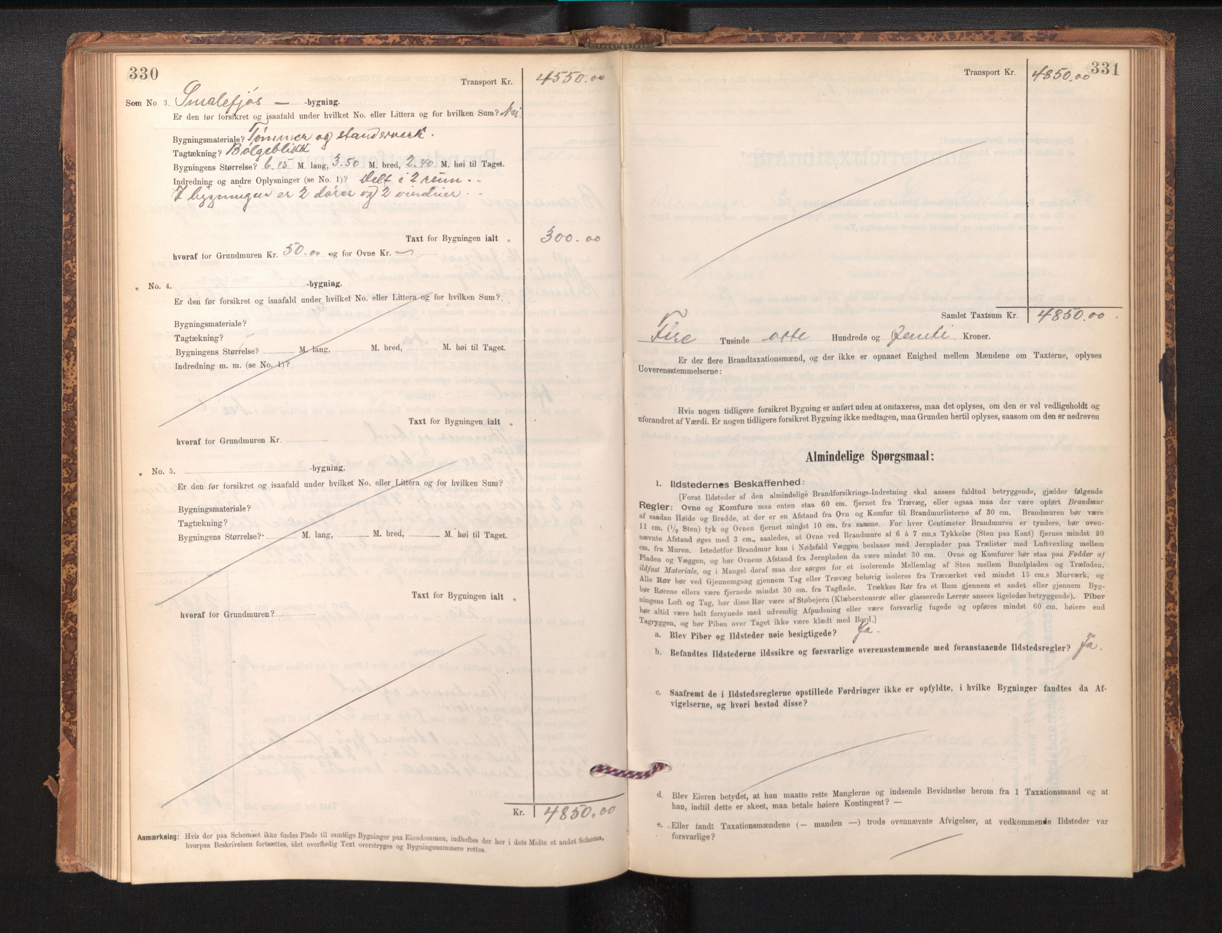 Lensmannen i Bremanger, AV/SAB-A-26701/0012/L0007: Branntakstprotokoll, skjematakst, 1895-1936, p. 330-331